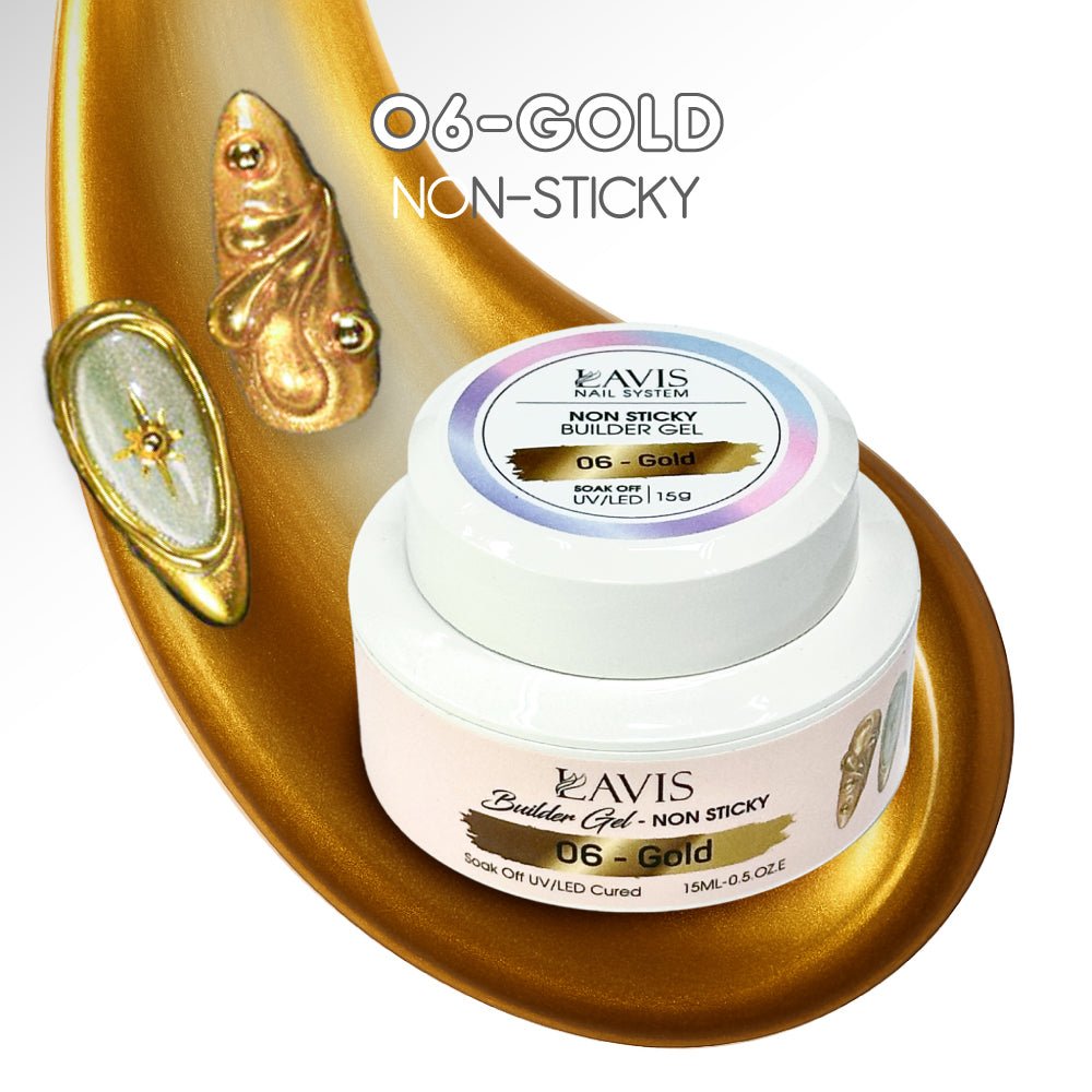 LAVIS Builder Gel Jar Non Sticky - 06 Gold 15g - DTK Nail Supply