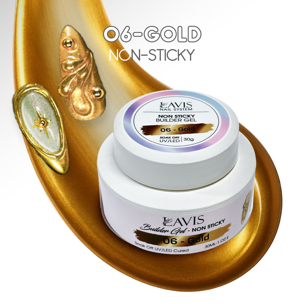 LAVIS Builder Gel Jar Non Sticky - 06 Gold 30g - DTK Nail Supply