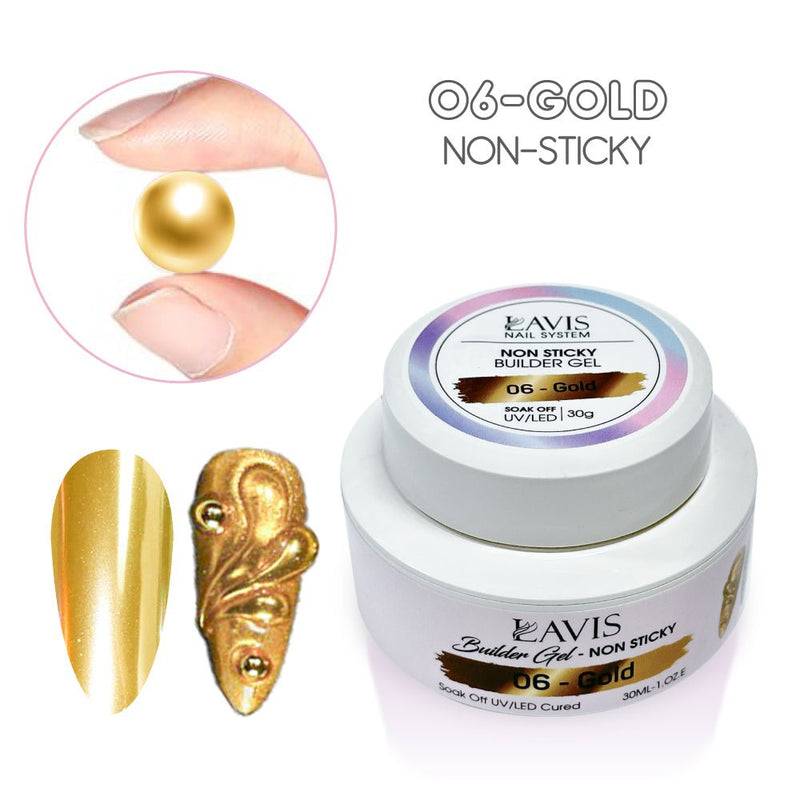 LAVIS Builder Gel Jar Non Sticky - 06 Gold 30g - DTK Nail Supply