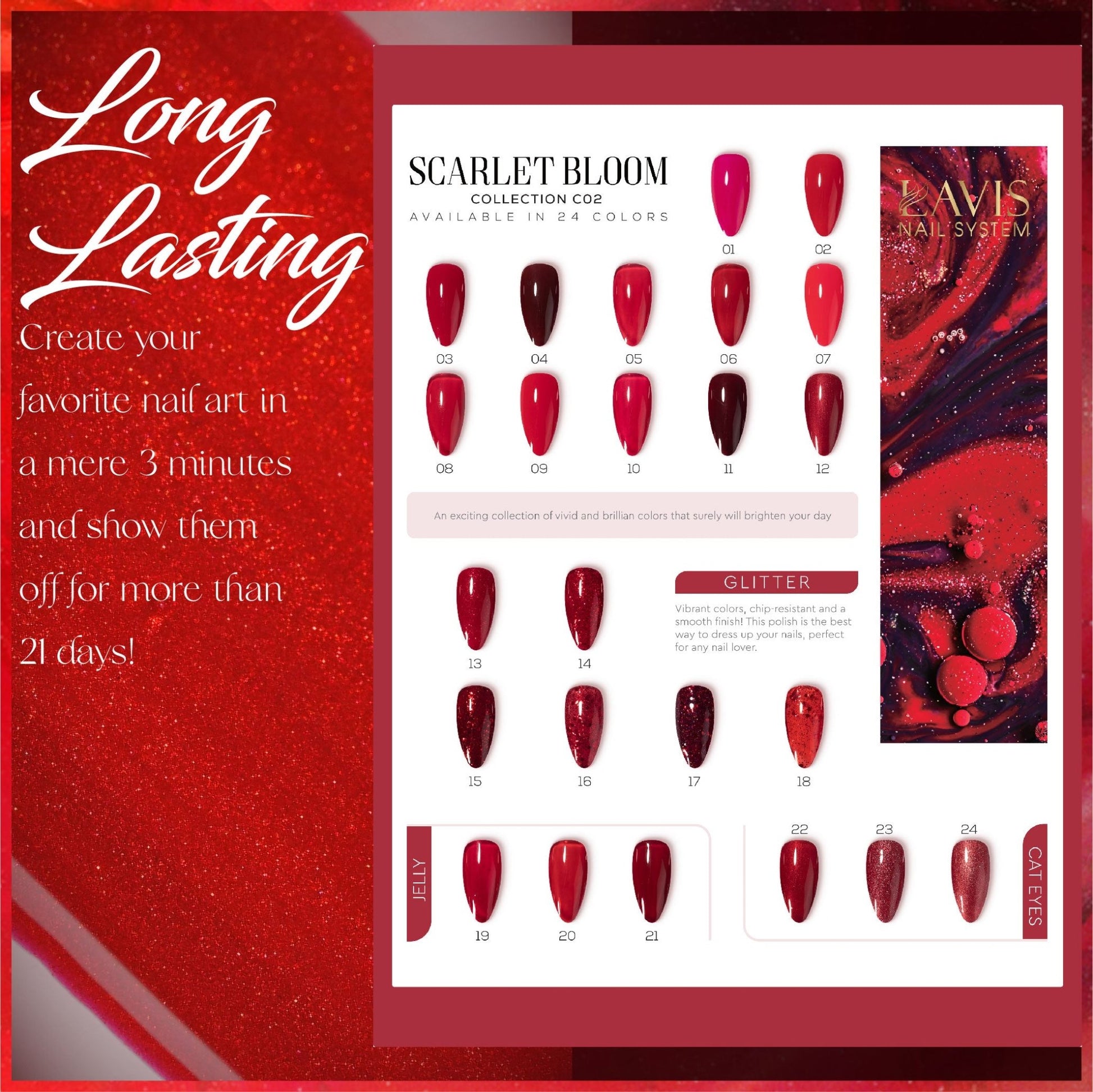 LAVIS C02 - 16 - Gel Polish 0.5 oz - Scarlet Bloom Collection - DTK Nail Supply