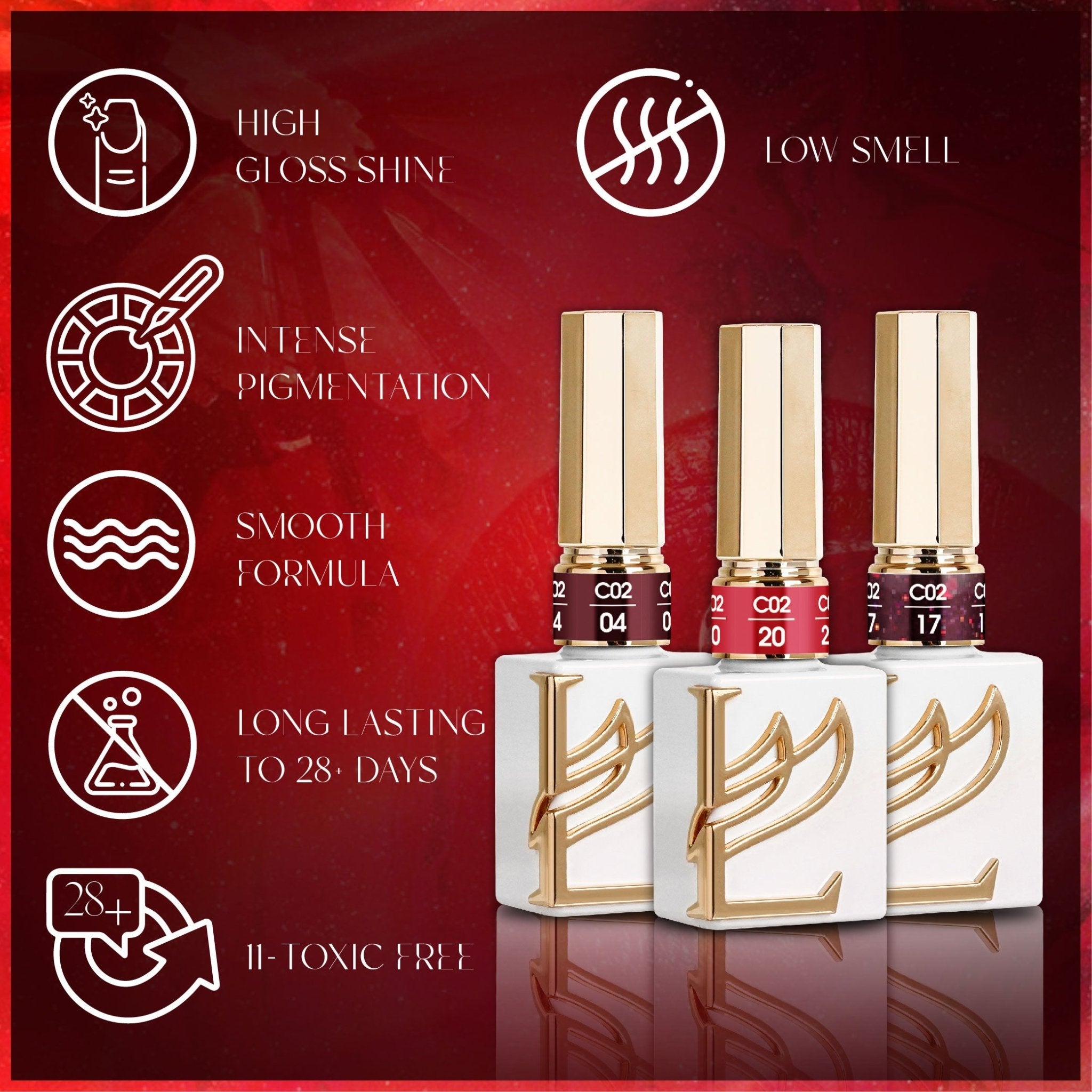 LAVIS C02 - 16 - Gel Polish 0.5 oz - Scarlet Bloom Collection - DTK Nail Supply