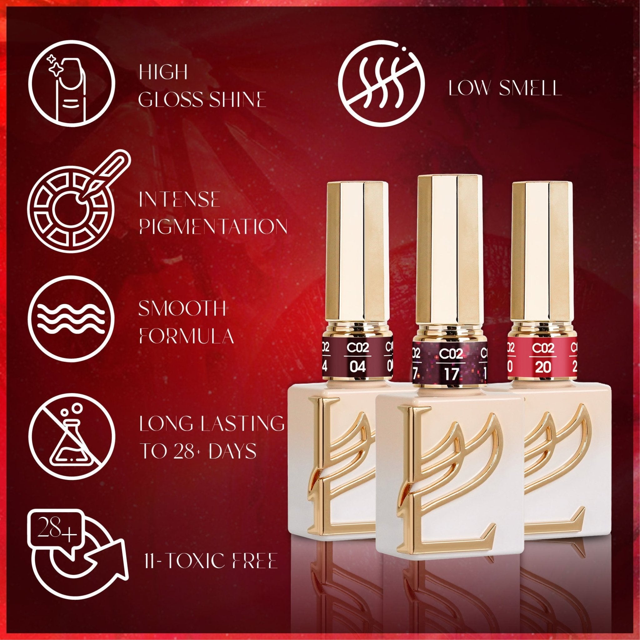 LAVIS C02 (Ver2) - 10 - Gel Polish 0.5 oz - Scarlet Bloom Collection - DTK Nail Supply