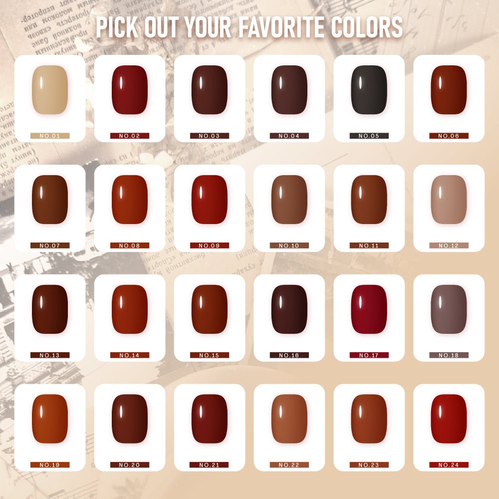 LAVIS C06 - Set 24 Colors - Gel Polish 0.5 oz - Maple & Mocha Collection - DTK Nail Supply