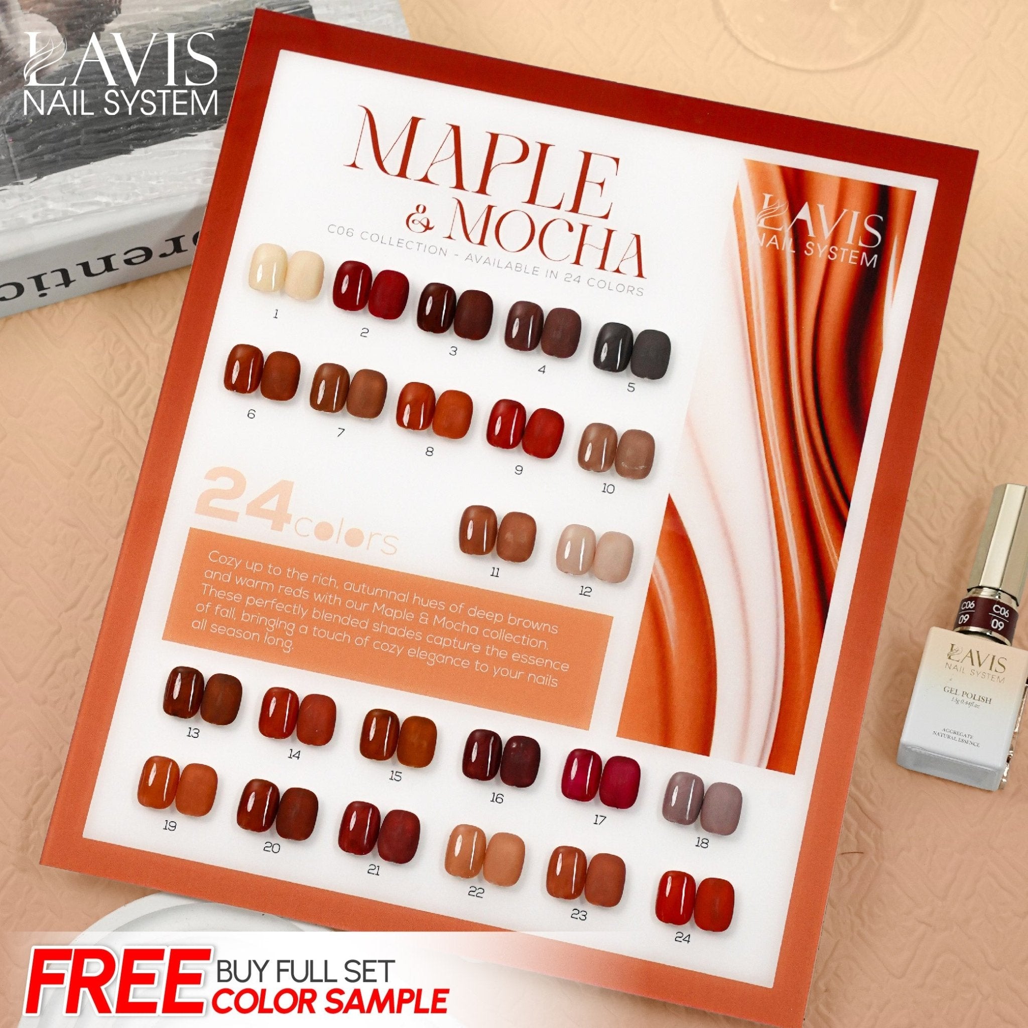LAVIS C06 - Set 24 Colors - Gel Polish 0.5 oz - Maple & Mocha Collection - DTK Nail Supply