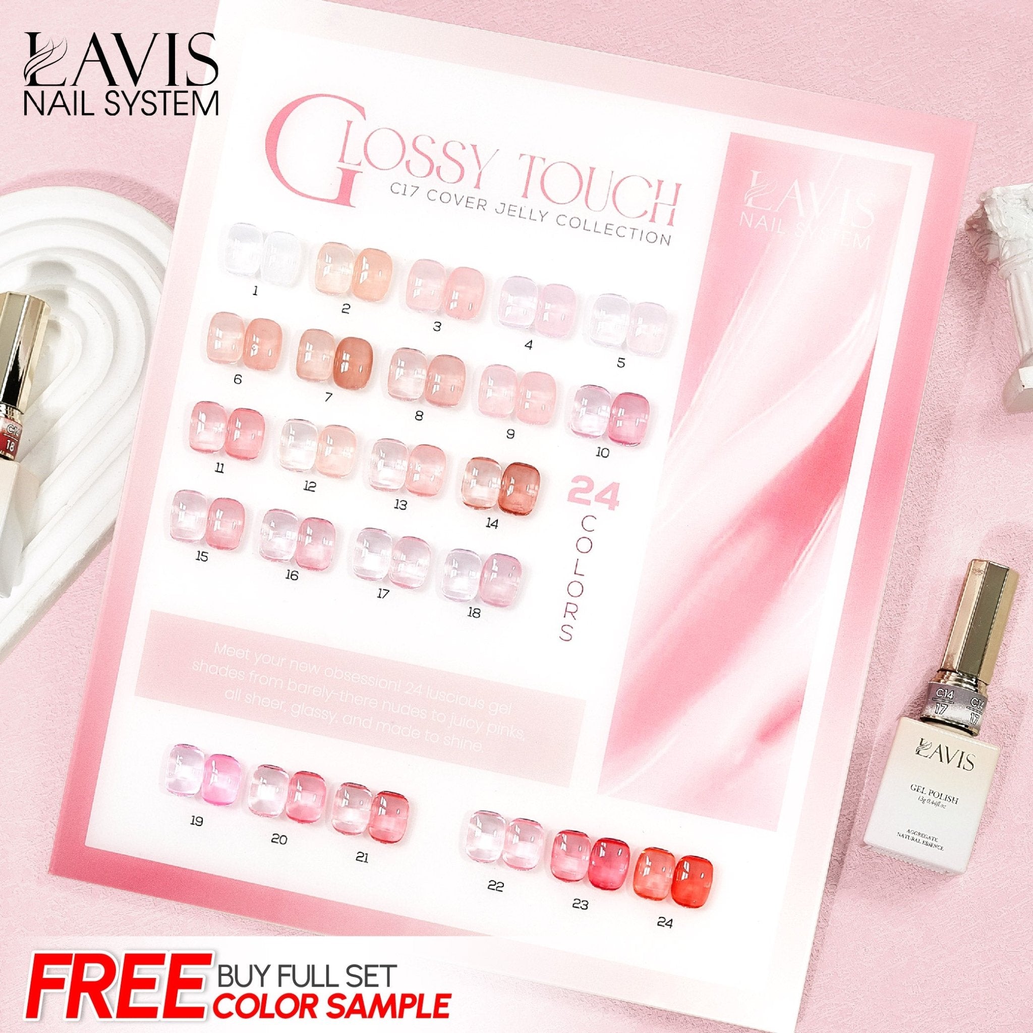 LAVIS C17 - Set 24 - Gel Polish 0.5 oz - Glossy Touch Collection - DTK Nail Supply