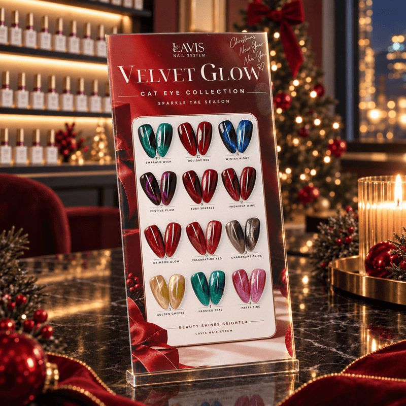 LAVIS Cat Eye - Set 12 Colors - Gel Polish 0.5 oz - Velvet Glow Collection - DTK Nail Supply