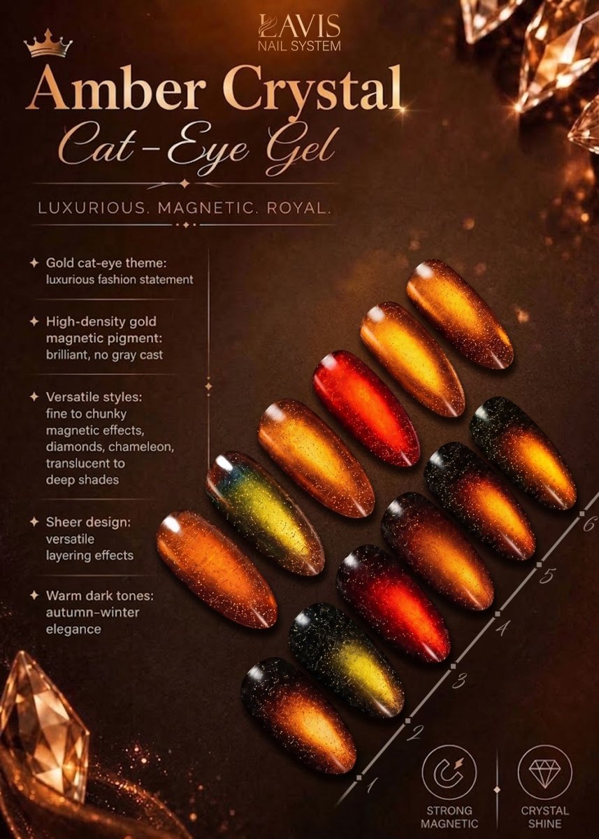 LAVIS Cat Eyes AC - 01 - Gel Polish 0.5 oz - Amber Crystal Collection - DTK Nail Supply
