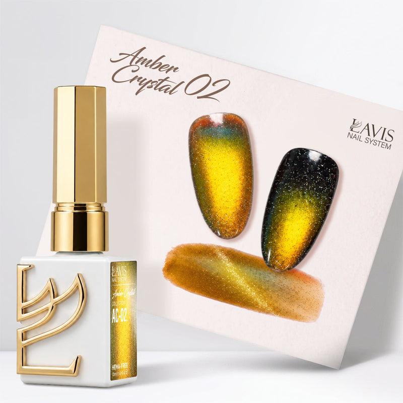 LAVIS Cat Eyes AC - 02 - Gel Polish 0.5 oz - Amber Crystal Collection - DTK Nail Supply