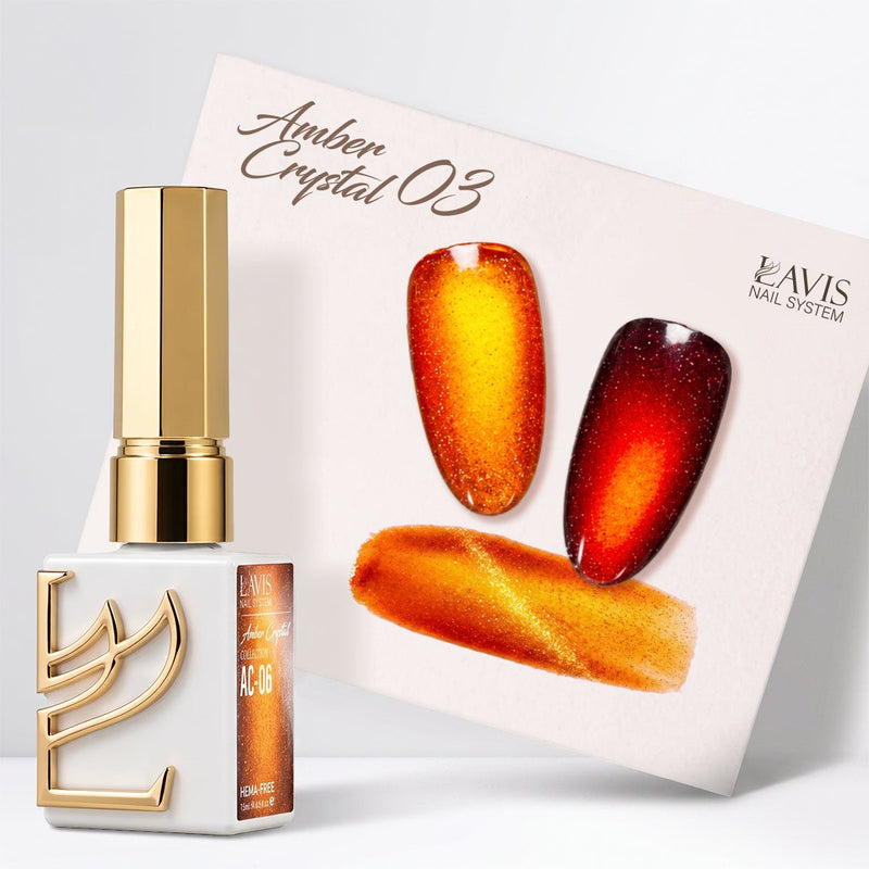 LAVIS Cat Eyes AC - 03 - Gel Polish 0.5 oz - Amber Crystal Collection - DTK Nail Supply