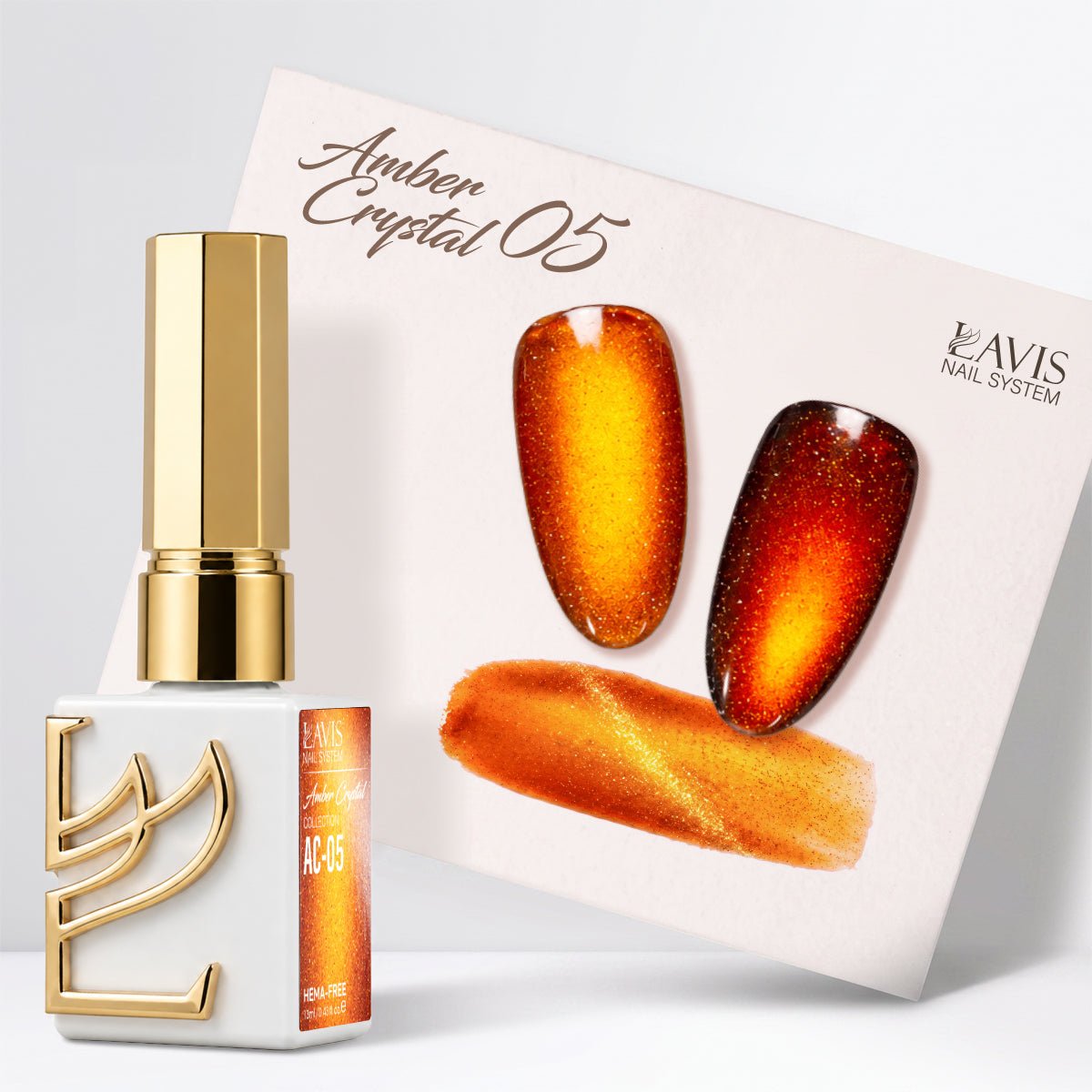 LAVIS Cat Eyes AC - 05 - Gel Polish 0.5 oz - Amber Crystal Collection - DTK Nail Supply