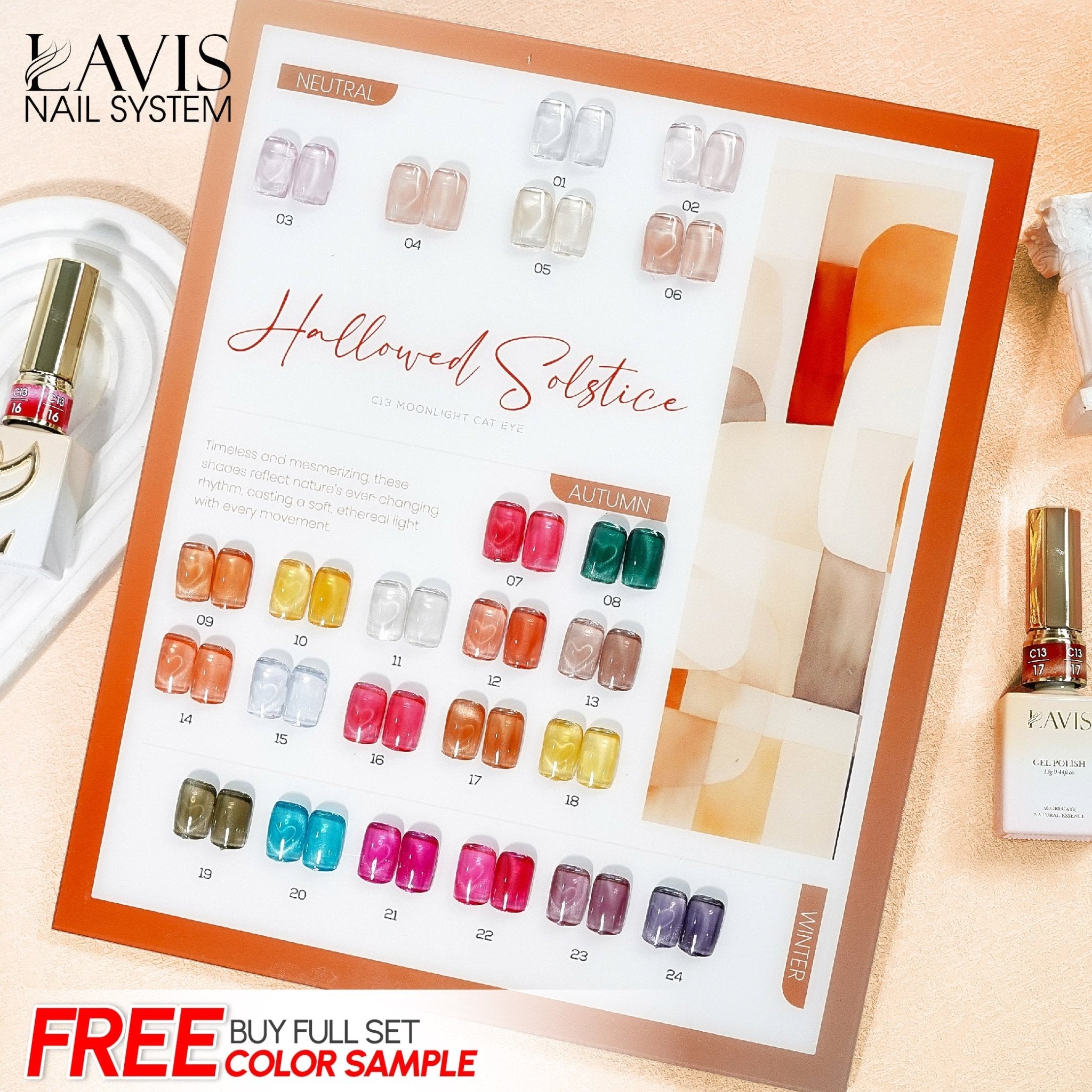 LAVIS Cat Eyes C13 - Set 24 Colors - Gel Polish 0.5 oz - Hallowed Solstice Collection - DTK Nail Supply