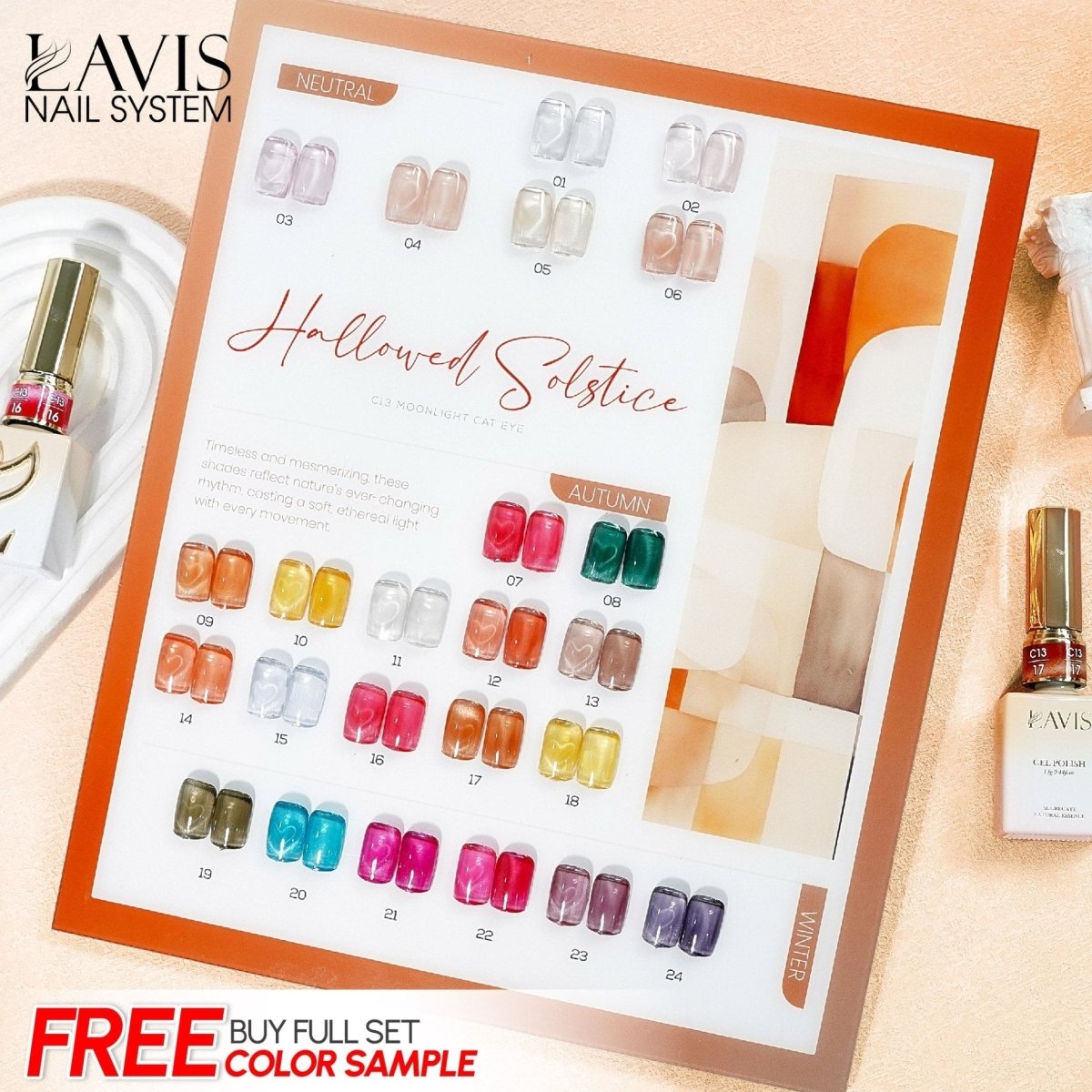 LAVIS Cat Eyes C13 - Set 24 Colors - Gel Polish 0.5 oz - Hallowed Solstice Collection - DTK Nail Supply