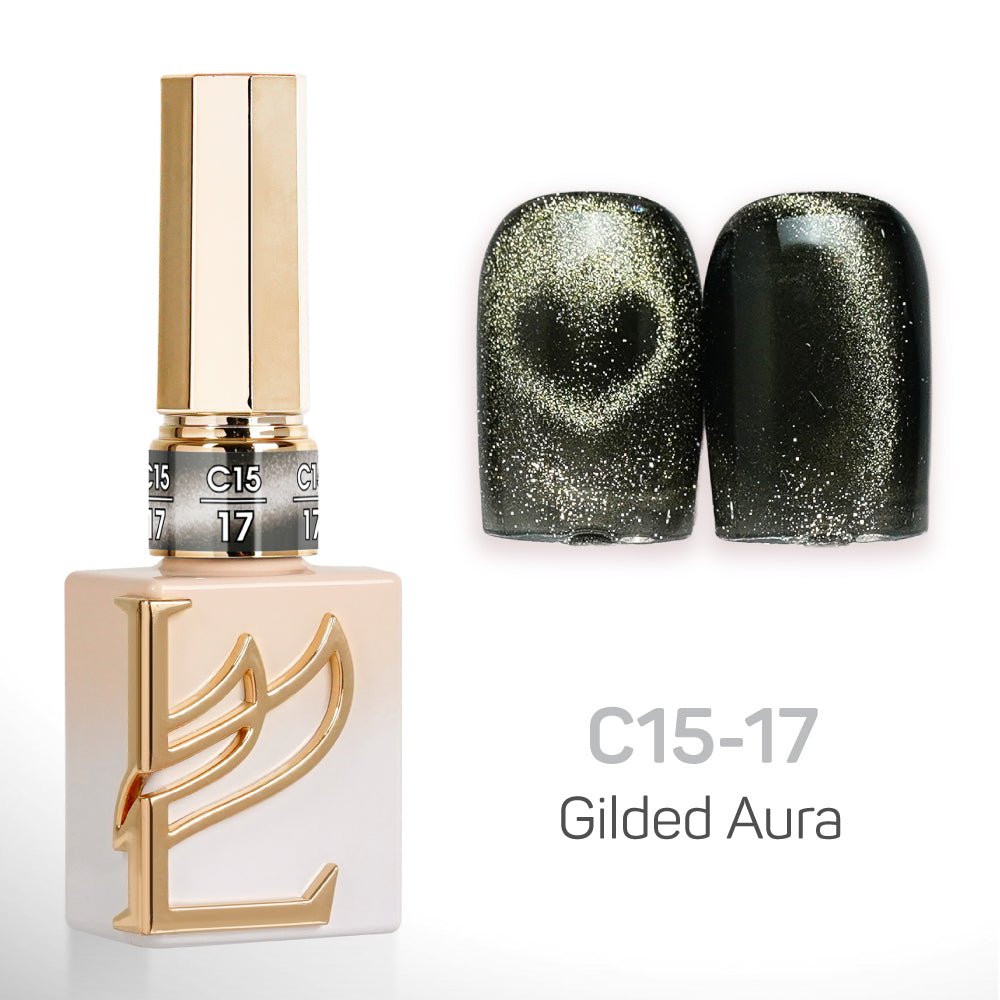 LAVIS Cat Eyes C15 - Set 24 Colors - Gel Polish 0.5 oz - Gilded Aura Collection - DTK Nail Supply