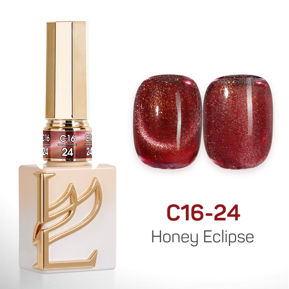 LAVIS Cat Eyes C16 - Set 24 Colors - Gel Polish 0.5 oz - Honey Eclipse Collection - DTK Nail Supply
