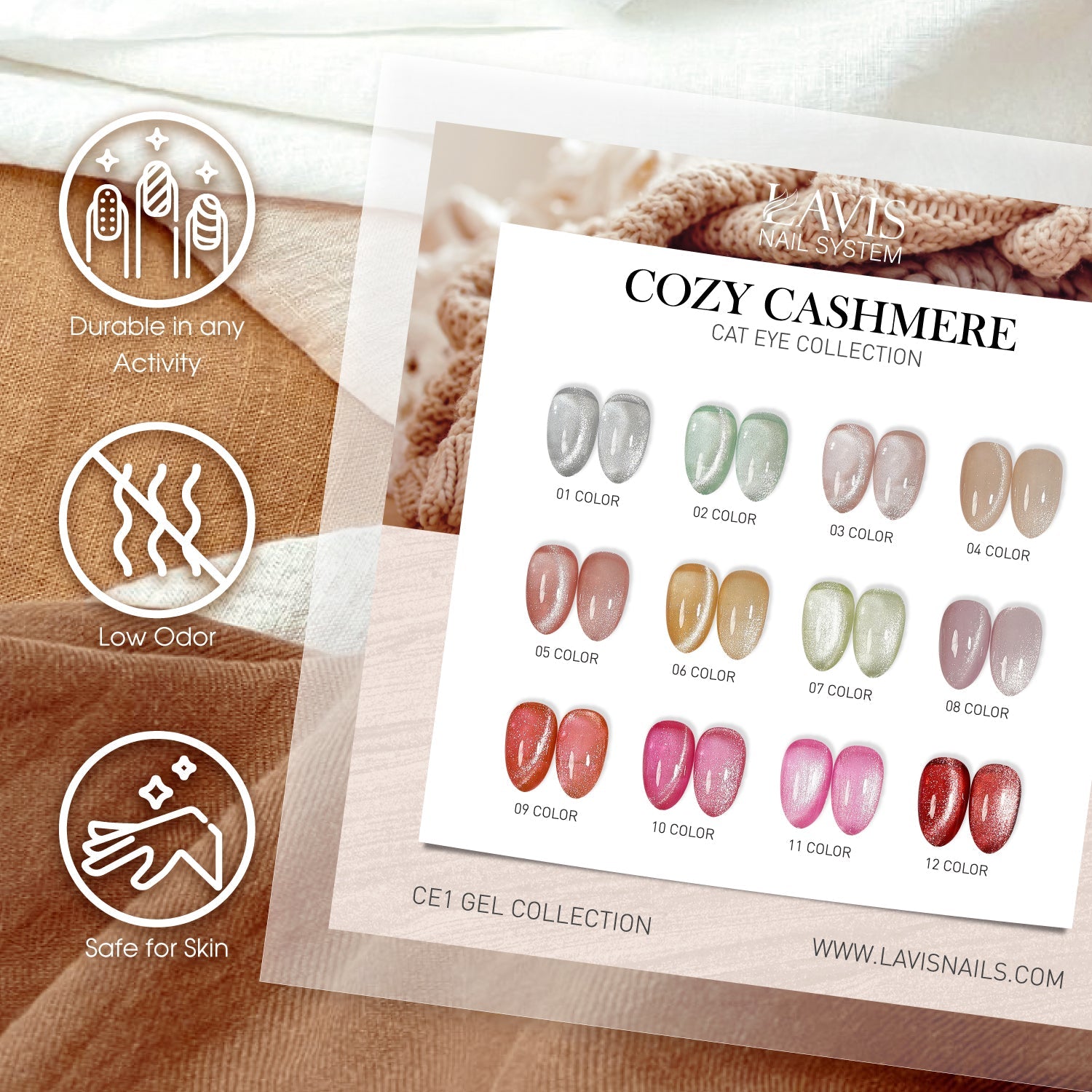 LAVIS Cat Eyes CE1 - 02 - Gel Polish 0.5 oz - Cozy Cashmere Collection - DTK Nail Supply