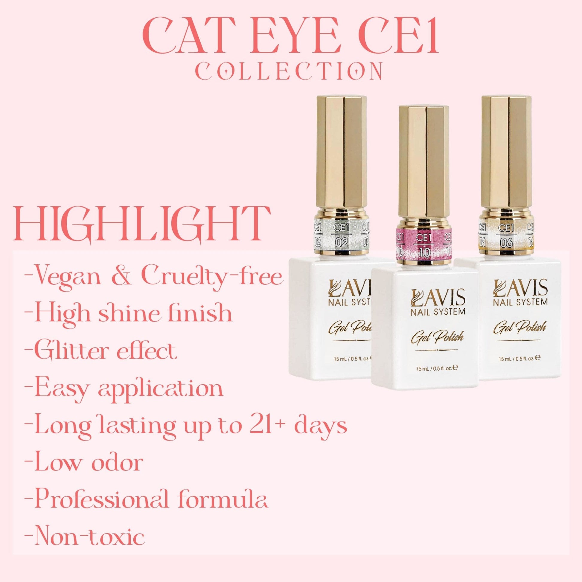 LAVIS Cat Eyes CE1 - Gel Polish 0.5 oz - Cozy Cashmere Collection - DTK Nail Supply