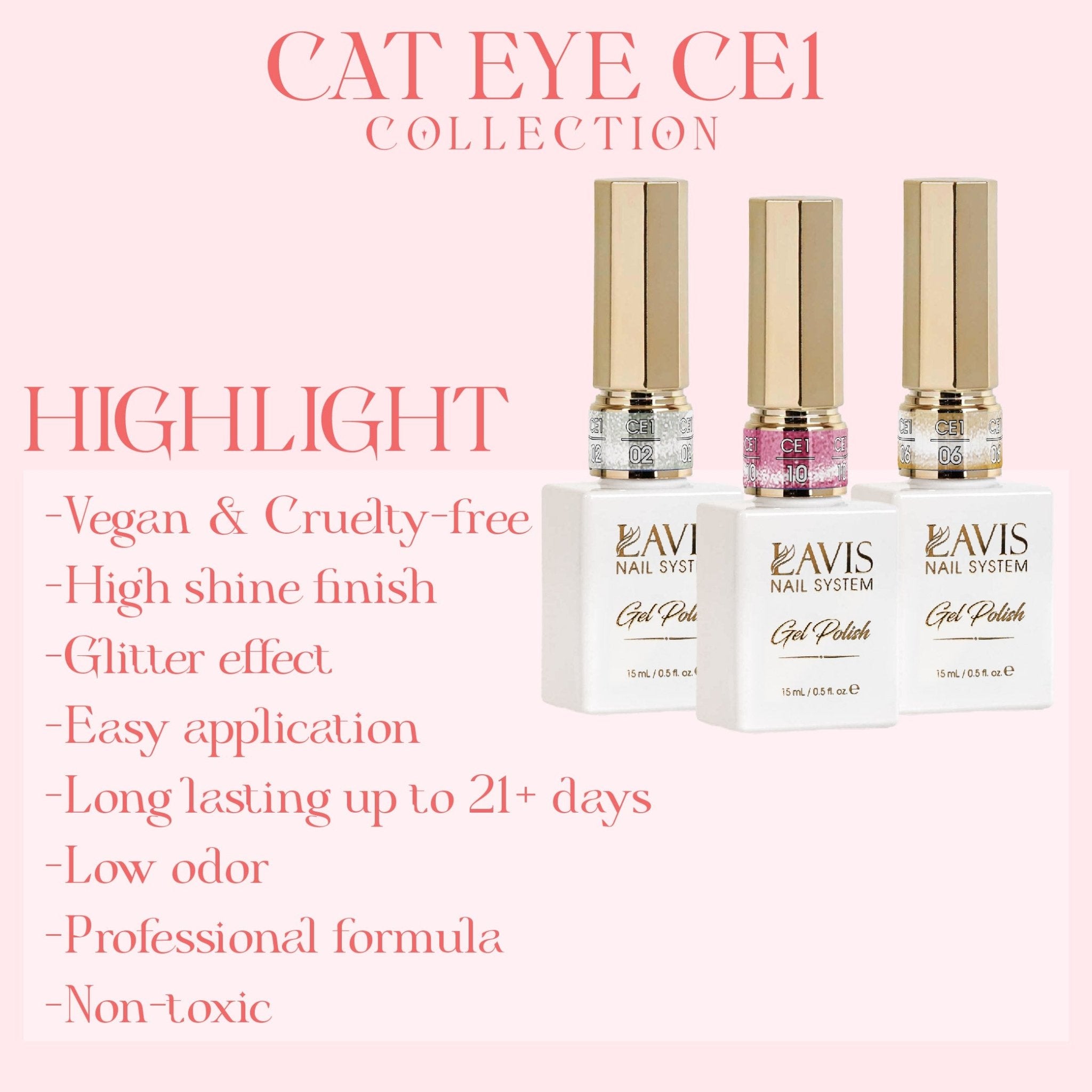LAVIS Cat Eyes CE1 - Gel Polish 0.5 oz - Cozy Cashmere Collection - DTK Nail Supply