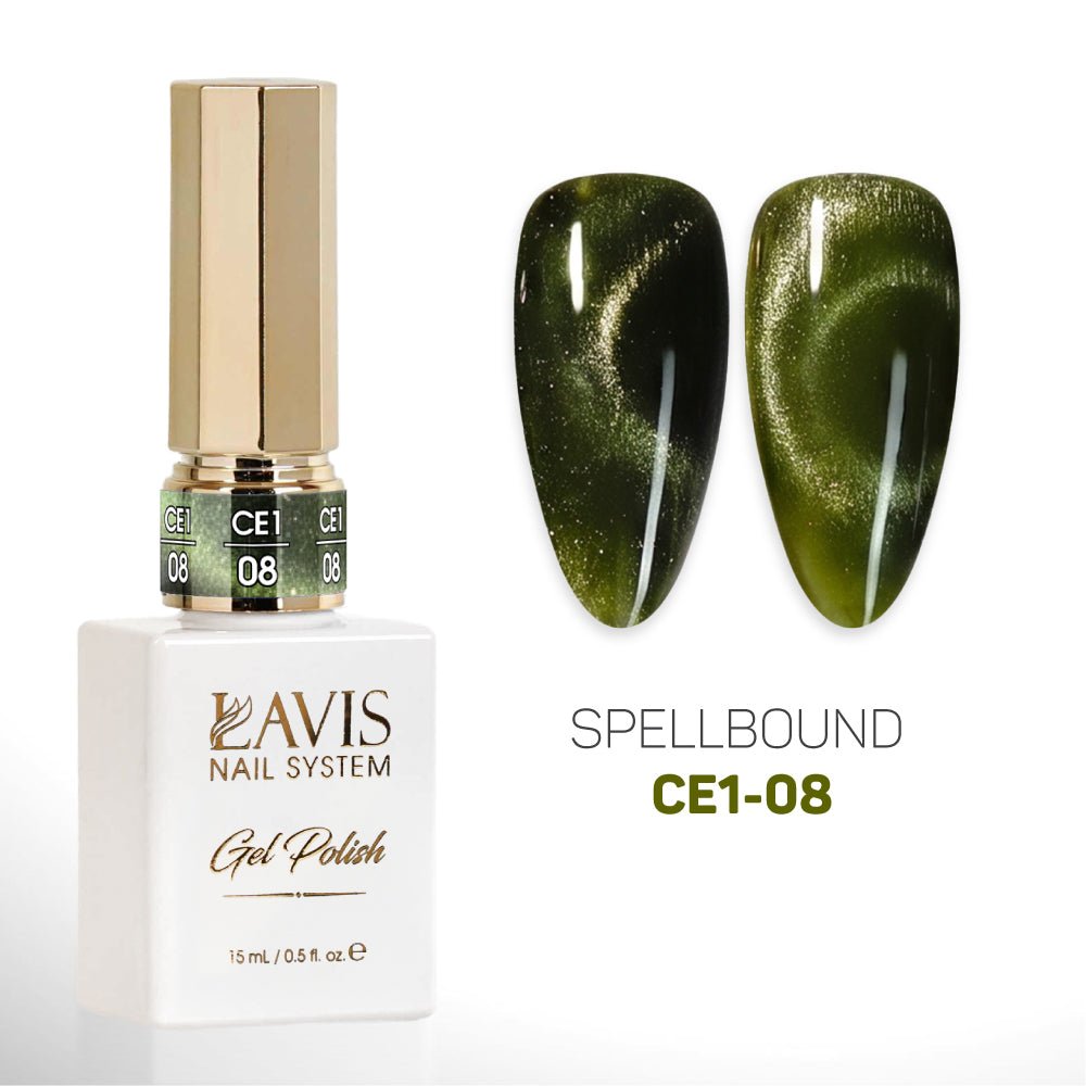 LAVIS Cat Eyes CE1 (Ver 2) - Set 12 Colors - Gel Polish 0.5 oz - Spellbound Collection - DTK Nail Supply