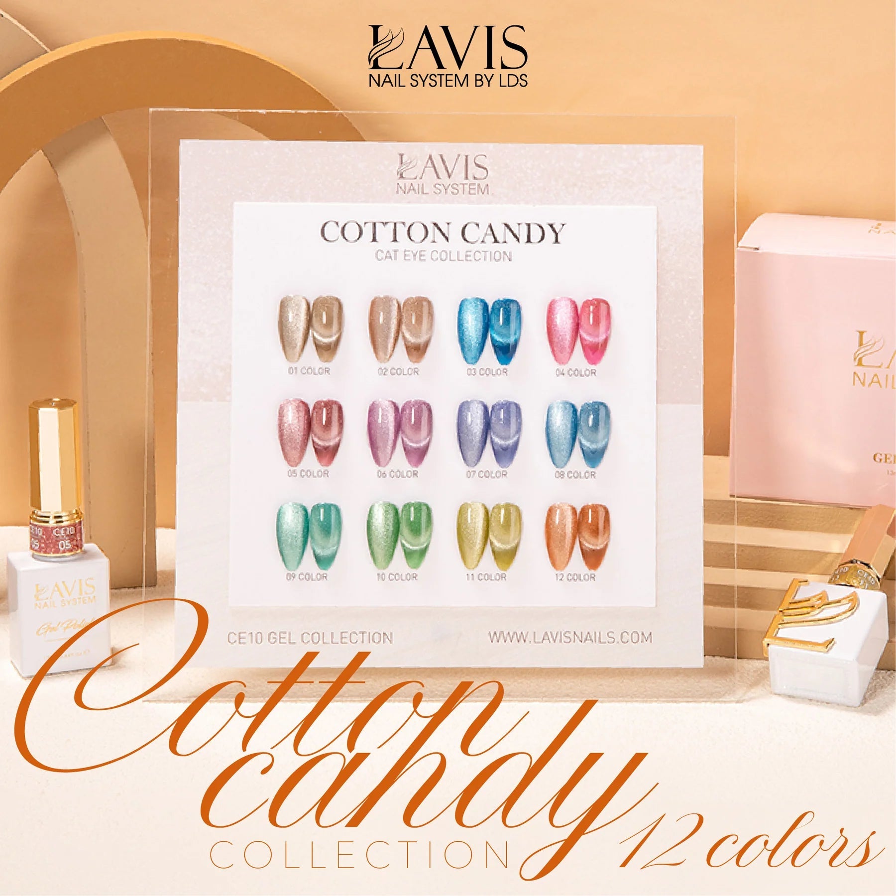 LAVIS Cat Eyes CE10 - 11 (Ver1) - Gel Polish 0.5 oz - Cotton Candy Collection - DTK Nail Supply