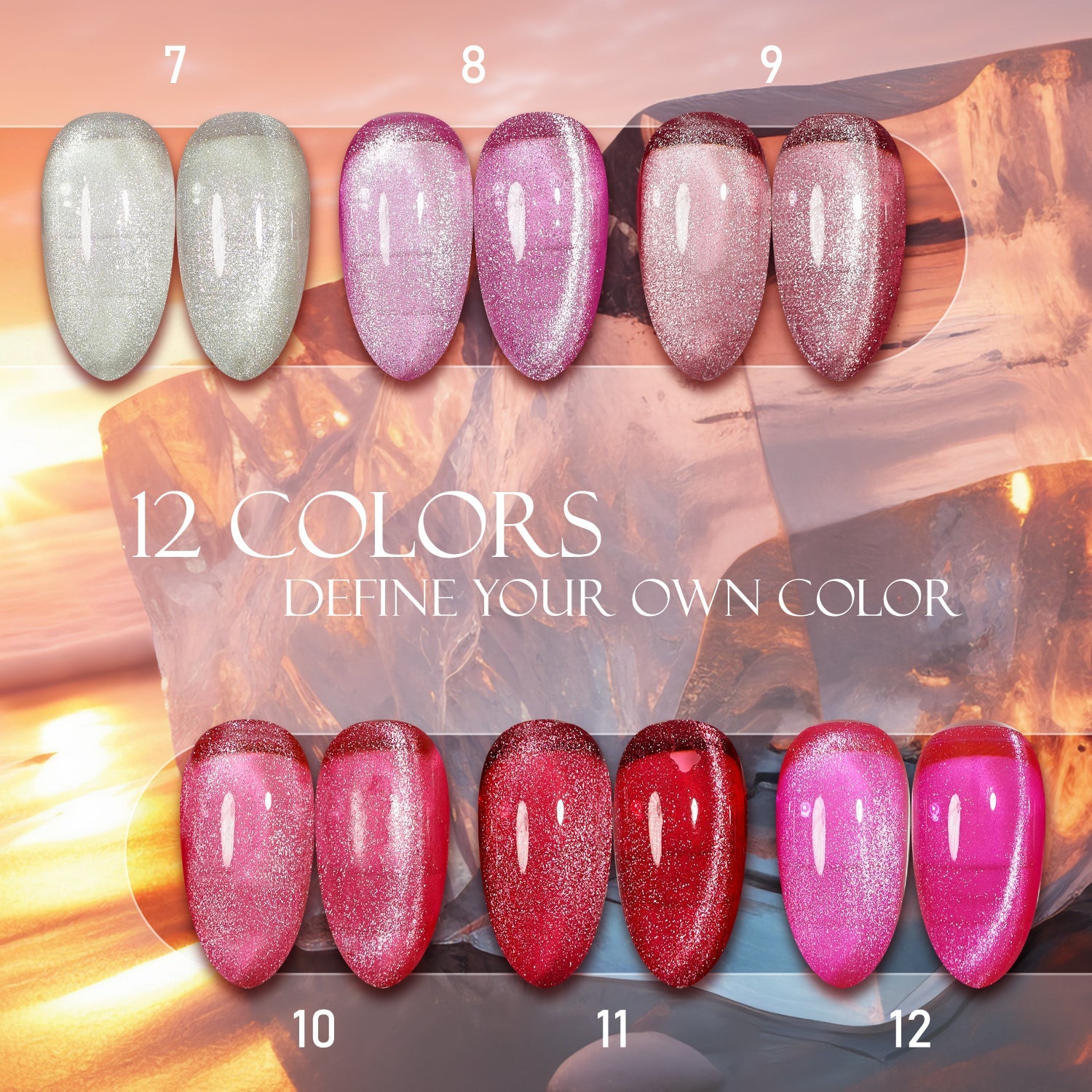 LAVIS Cat Eyes CE12 - 10 (Ver2) - Gel Polish 0.5 oz - Crimson Frost Collection - DTK Nail Supply