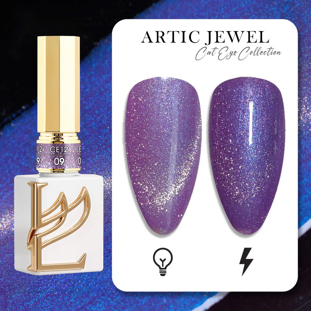 LAVIS Cat Eyes CE12 - Set 12 Colors (Ver1) - Gel Polish 0.5 oz - Artic Jewel Collection - DTK Nail Supply