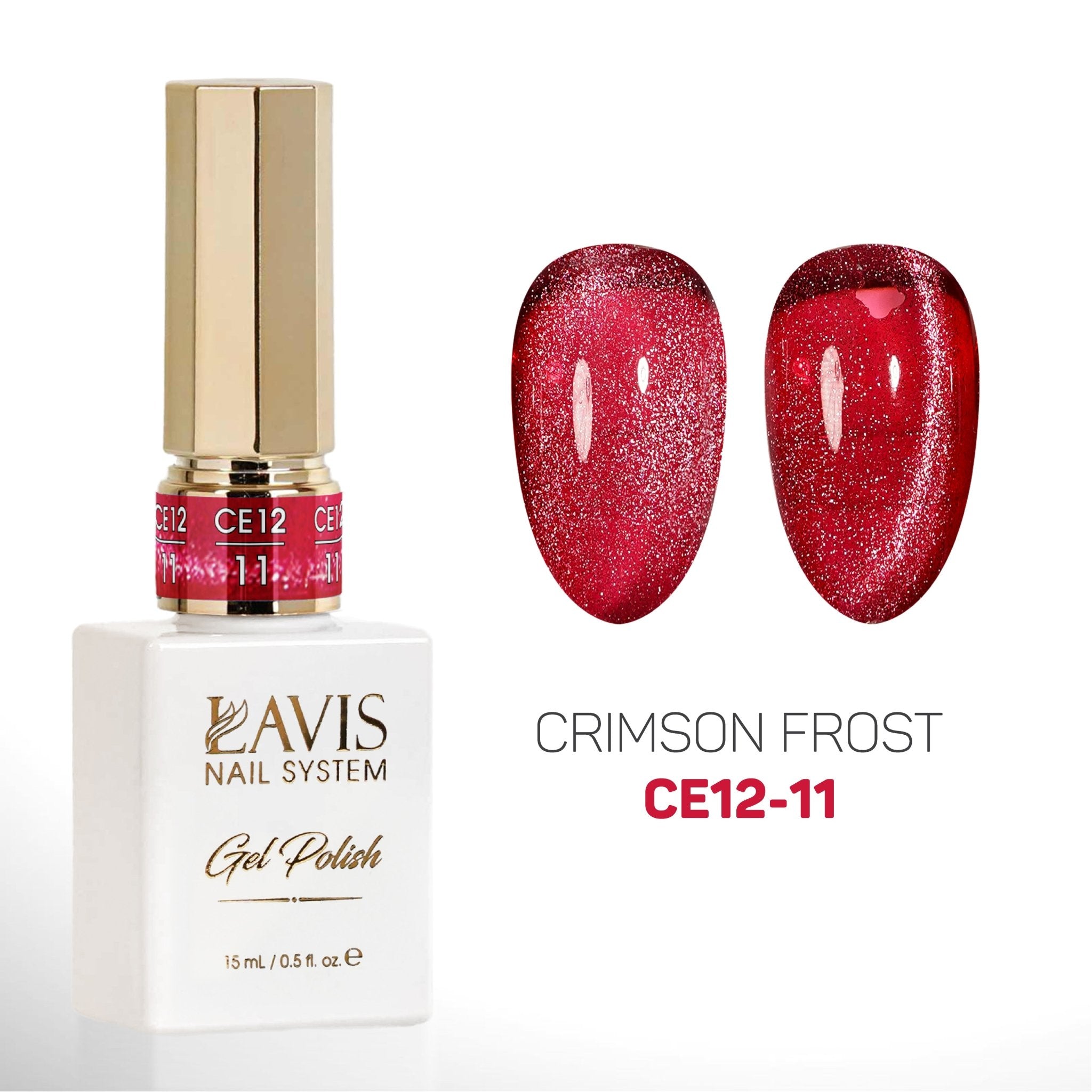 Lavis Cat Eyes CE12 (Ver2) - Set 12 Colors - Gel Polish 0.5 oz - Crimson Frost Collection - DTK Nail Supply