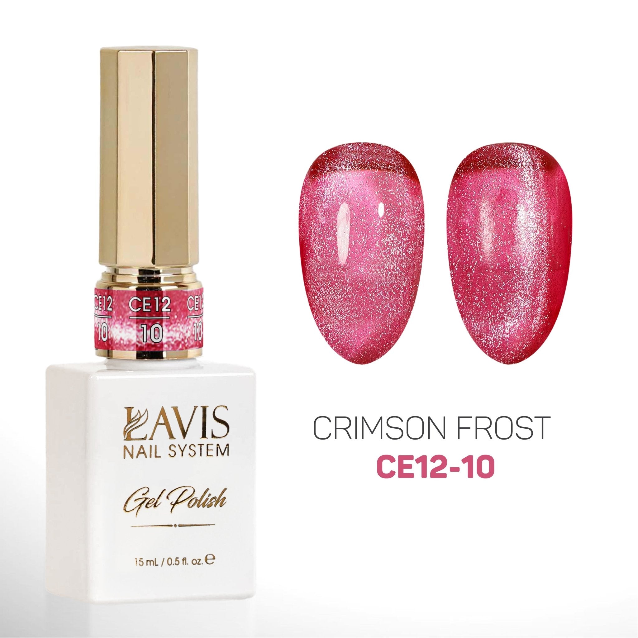 Lavis Cat Eyes CE12 (Ver2) - Set 12 Colors - Gel Polish 0.5 oz - Crimson Frost Collection - DTK Nail Supply