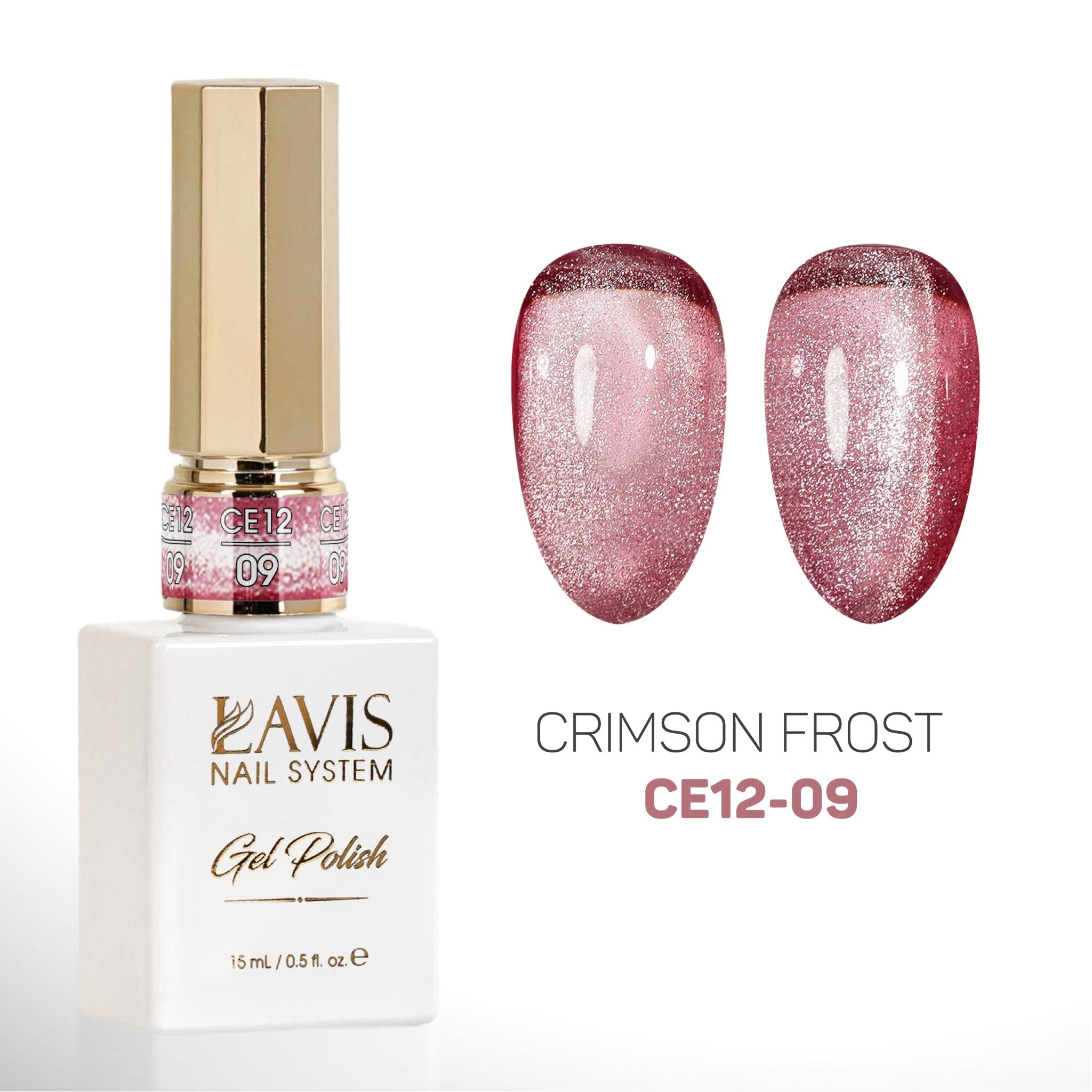 Lavis Cat Eyes CE12 (Ver2) - Set 12 Colors - Gel Polish 0.5 oz - Crimson Frost Collection - DTK Nail Supply