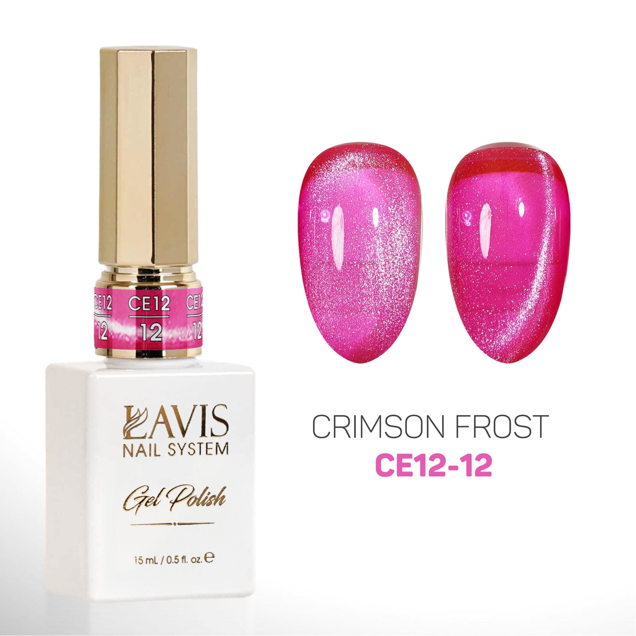 Lavis Cat Eyes CE12 (Ver2) - Set 12 Colors - Gel Polish 0.5 oz - Crimson Frost Collection - DTK Nail Supply