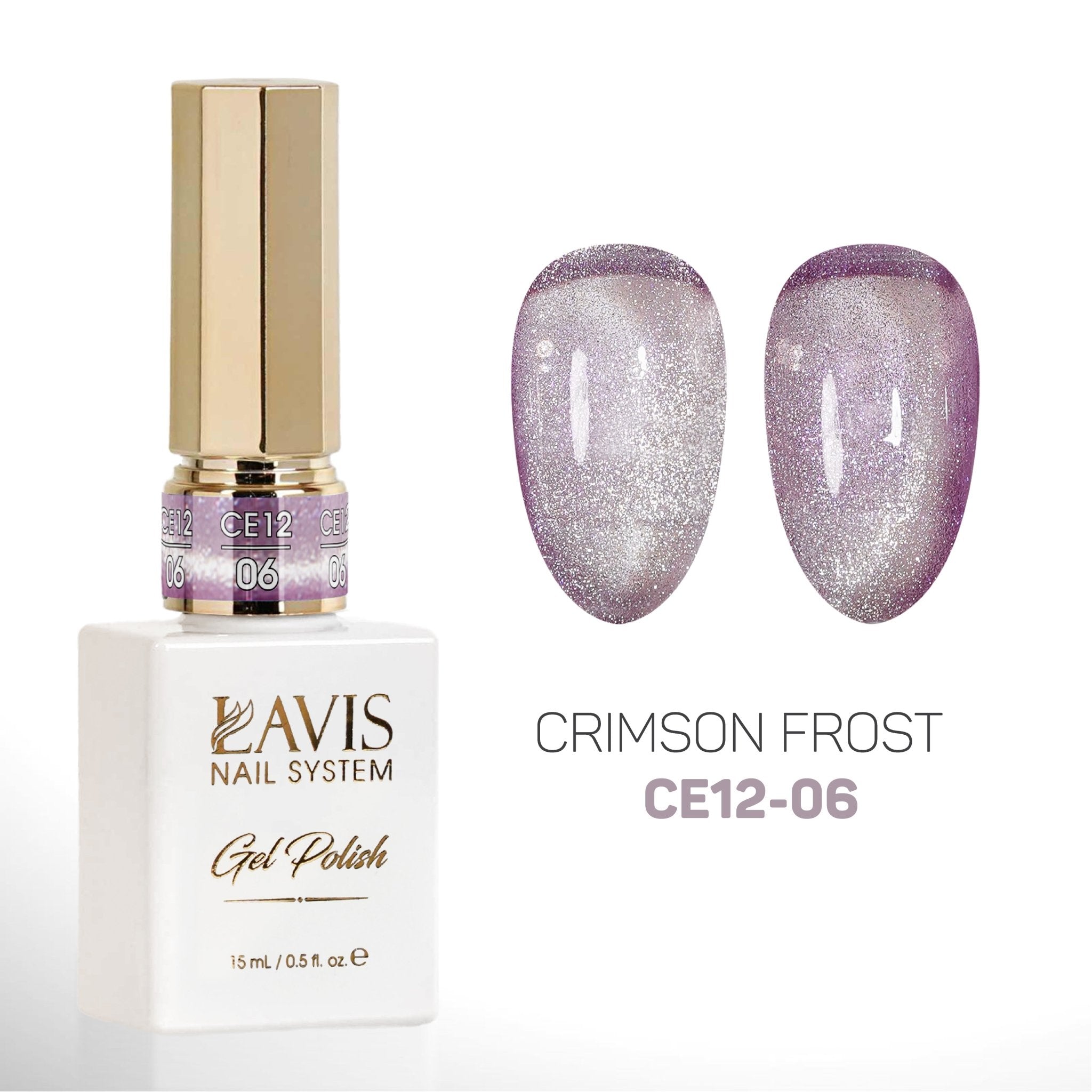 Lavis Cat Eyes CE12 (Ver2) - Set 12 Colors - Gel Polish 0.5 oz - Crimson Frost Collection - DTK Nail Supply