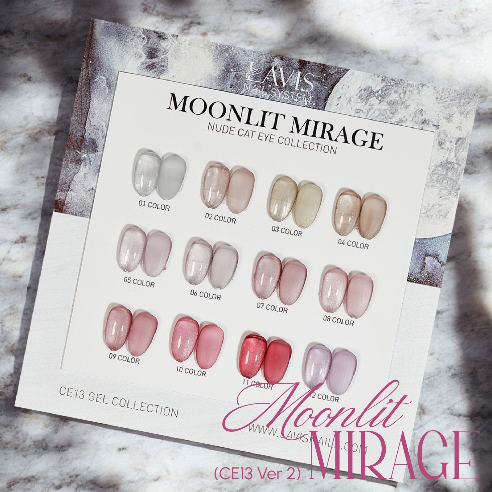 LAVIS Cat Eyes CE13 (Ver2) - Set 12 - Gel Polish 0.5 oz - Moonlit Mirage Collection - DTK Nail Supply