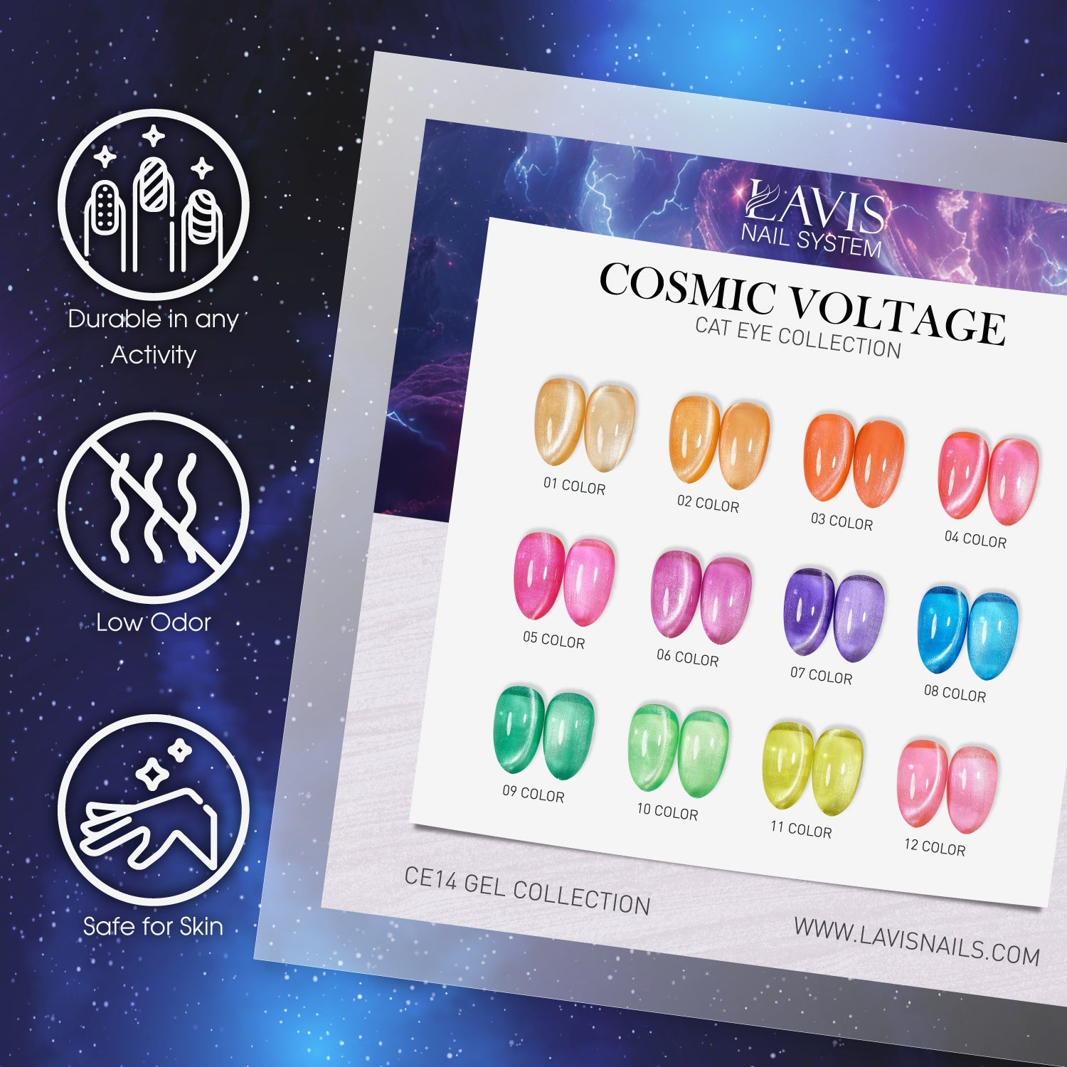 LAVIS Cat Eyes CE14 - 06 (Ver2) - Gel Polish 0.5 oz - Cosmic Voltage Collection - DTK Nail Supply