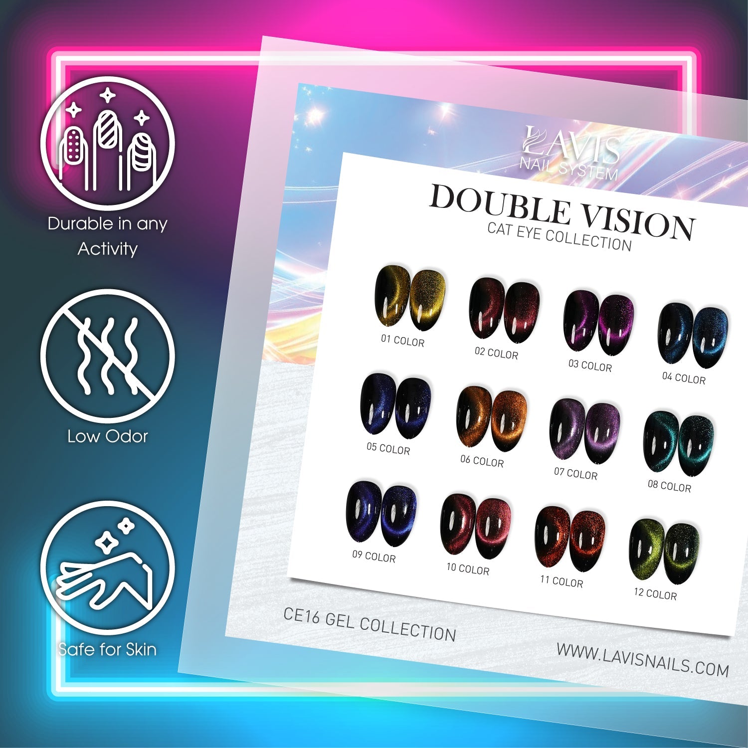 LAVIS Cat Eyes CE16 - 10 - Gel Polish 0.5 oz - Double Vision Collection - DTK Nail Supply