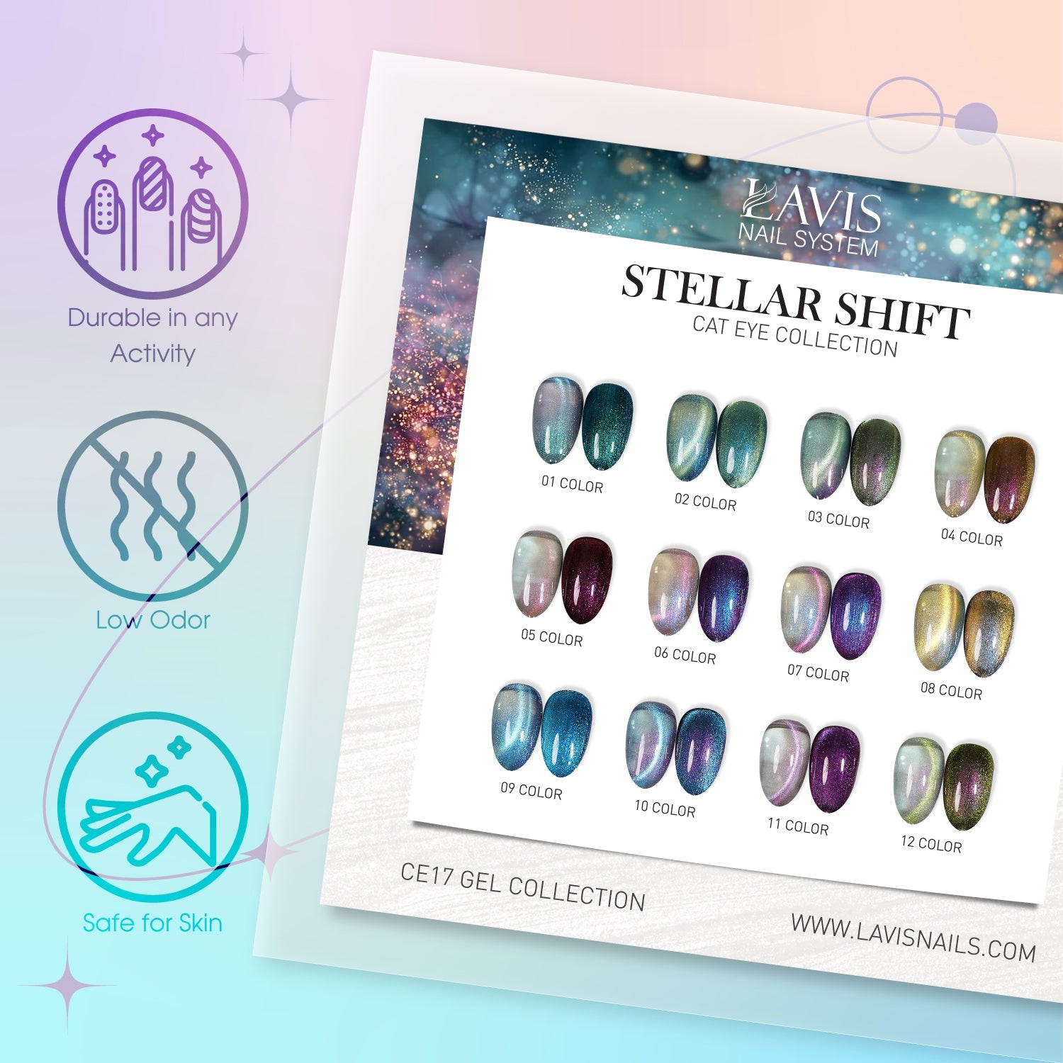 LAVIS Cat Eyes CE17 - 02 - Gel Polish 0.5 oz - Stellar Shift Collection - DTK Nail Supply