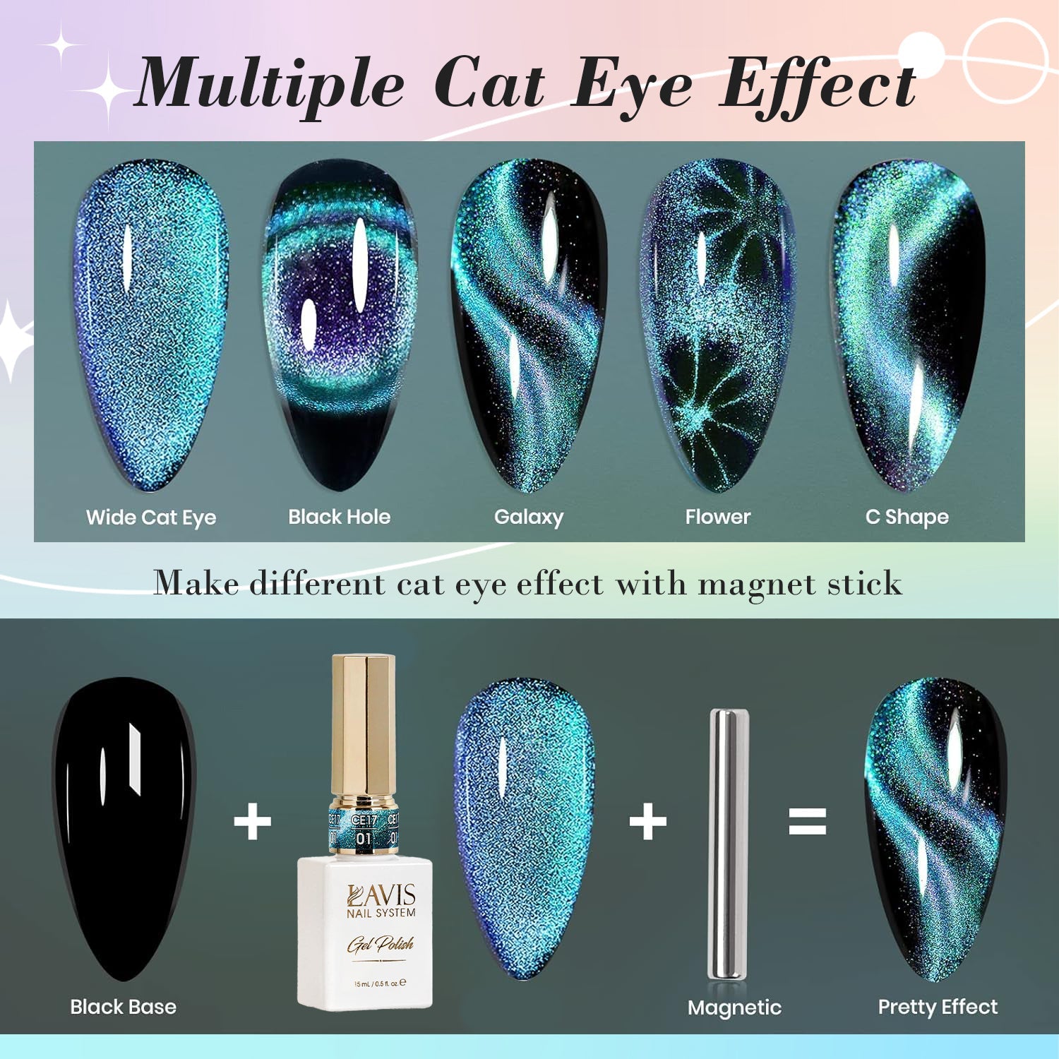 LAVIS Cat Eyes CE17 - 05 - Gel Polish 0.5 oz - Stellar Shift Collection - DTK Nail Supply