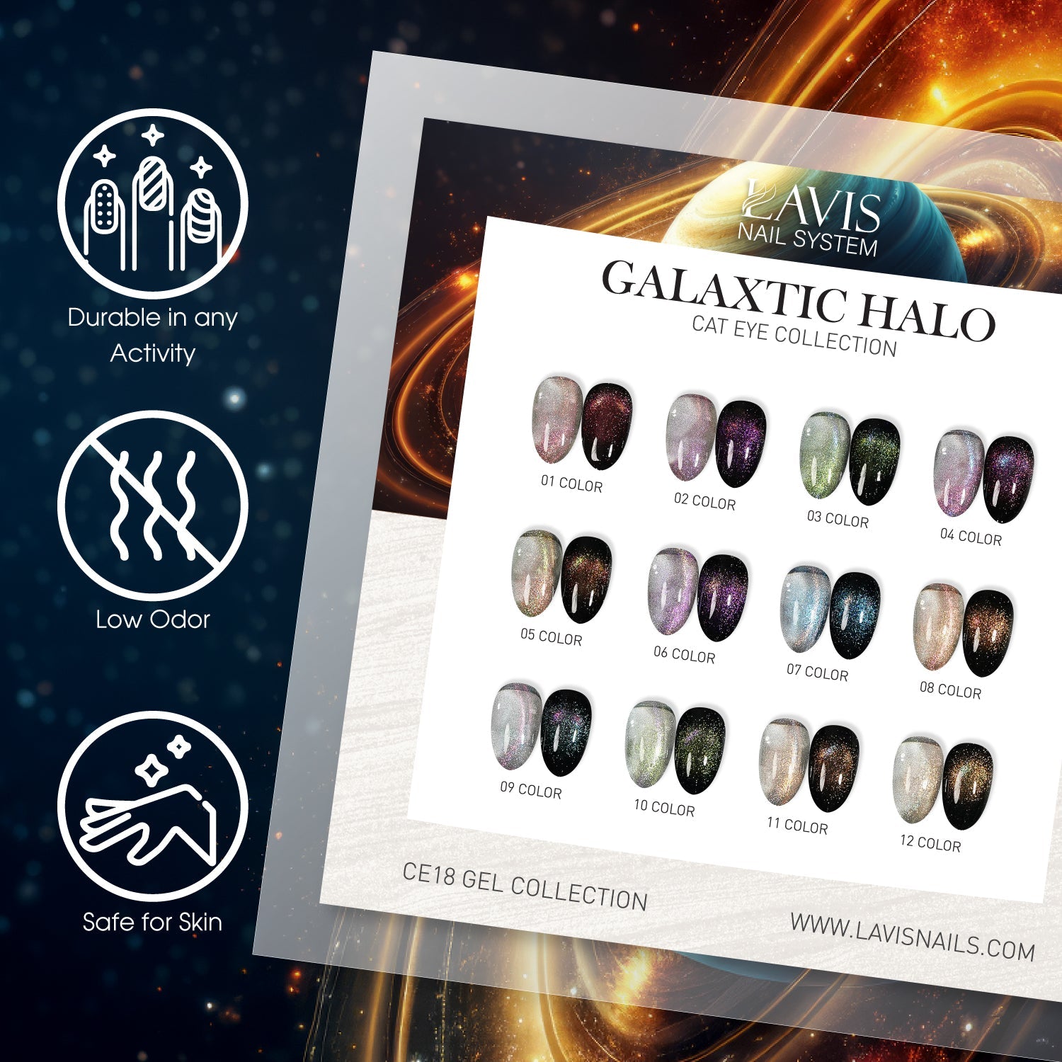 LAVIS Cat Eyes CE18 - 08 - Gel Polish 0.5 oz - Galaxtic Halo Collection - DTK Nail Supply