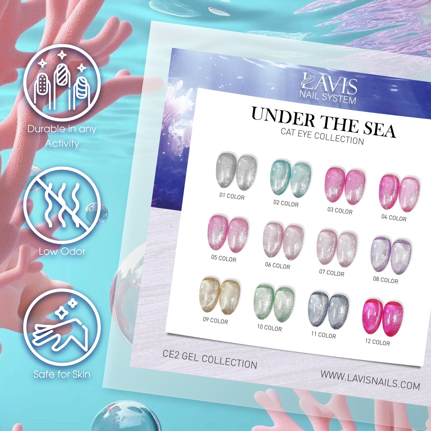 LAVIS Cat Eyes CE2 - 11 - Gel Polish 0.5 oz - Under The Sea Collection - DTK Nail Supply