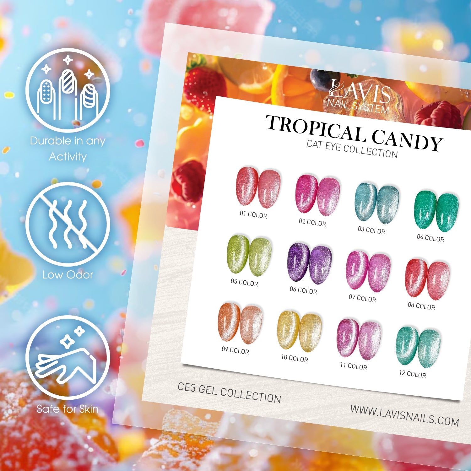 LAVIS Cat Eyes CE3 - 01 - Gel Polish 0.5 oz - Tropical Candy Collection - DTK Nail Supply