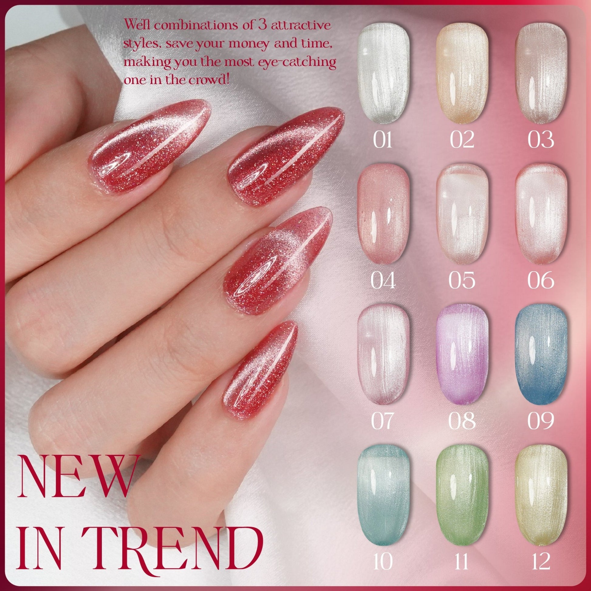 LAVIS Cat Eyes CE5 - 12 (Ver2) - Gel Polish 0.5 oz - A Breath Of Spring Collection - DTK Nail Supply