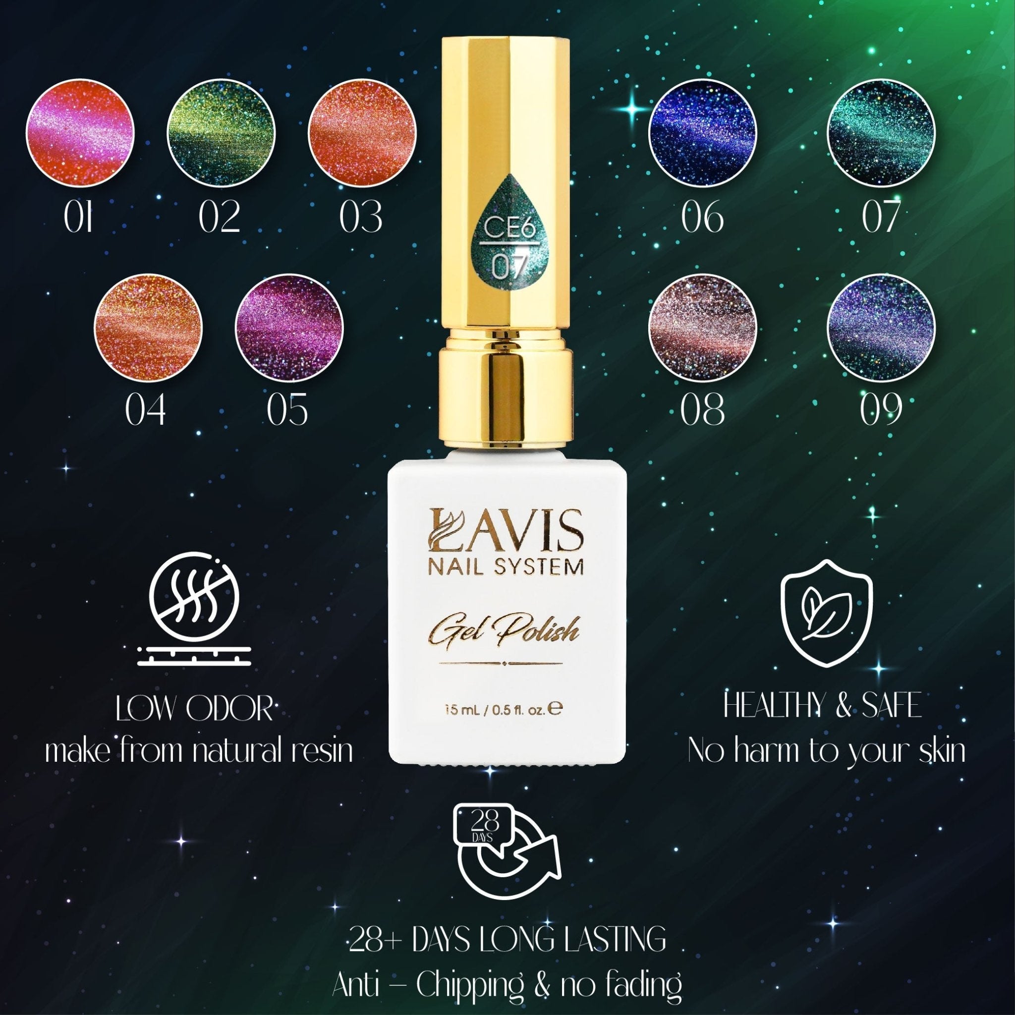 LAVIS Cat Eyes CE6 (Ver1) - Gel Polish 0.5 oz - Starlight Collection - FG - DTK Nail Supply