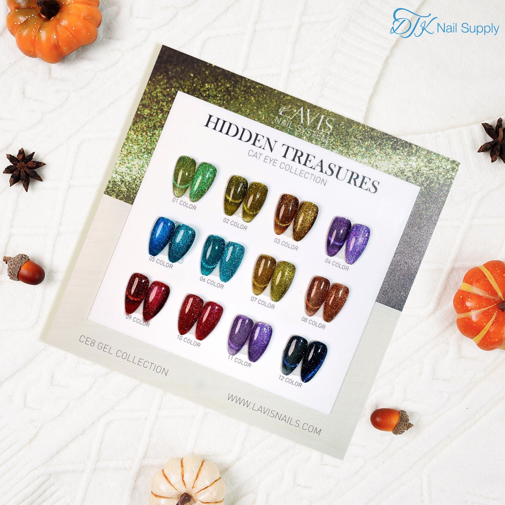 LAVIS Cat Eyes CE8 - Set 12 - Gel Polish 0.5 oz - Hidden Treasures Collection V2 - DTK Nail Supply