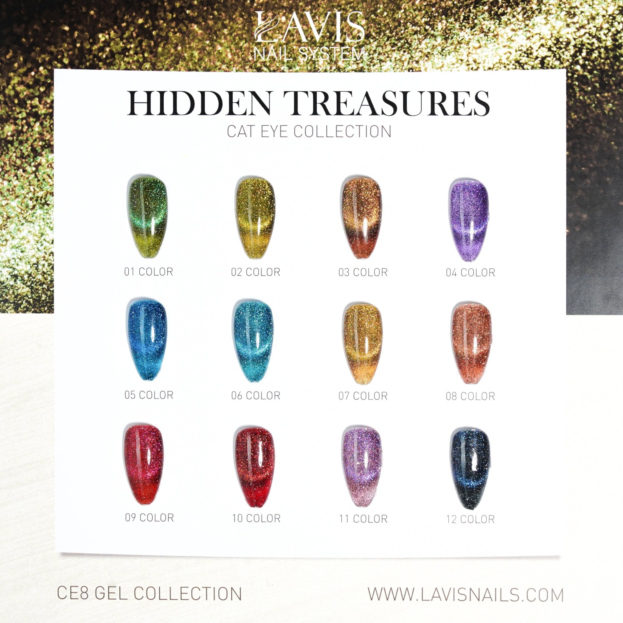 LAVIS Cat Eyes CE8 - Set 12 - Gel Polish 0.5 oz - Hidden Treasures Collection V2 - DTK Nail Supply