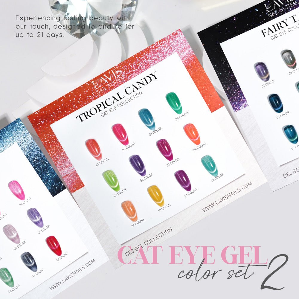 LAVIS Cat Eyes Set 2 - (CE2, CE3, CE4) - Gel Polish 0.5 oz - DTK Nail Supply