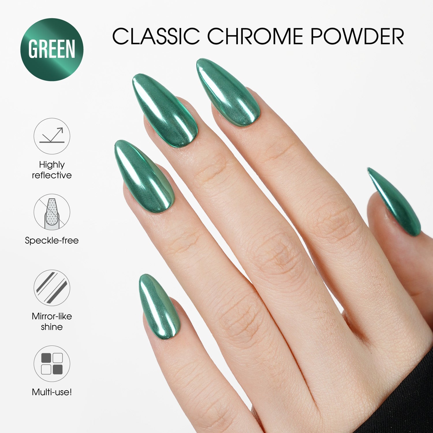 LAVIS Chrome Classic - Green - 0.5gr (PCS) - DTK Nail Supply