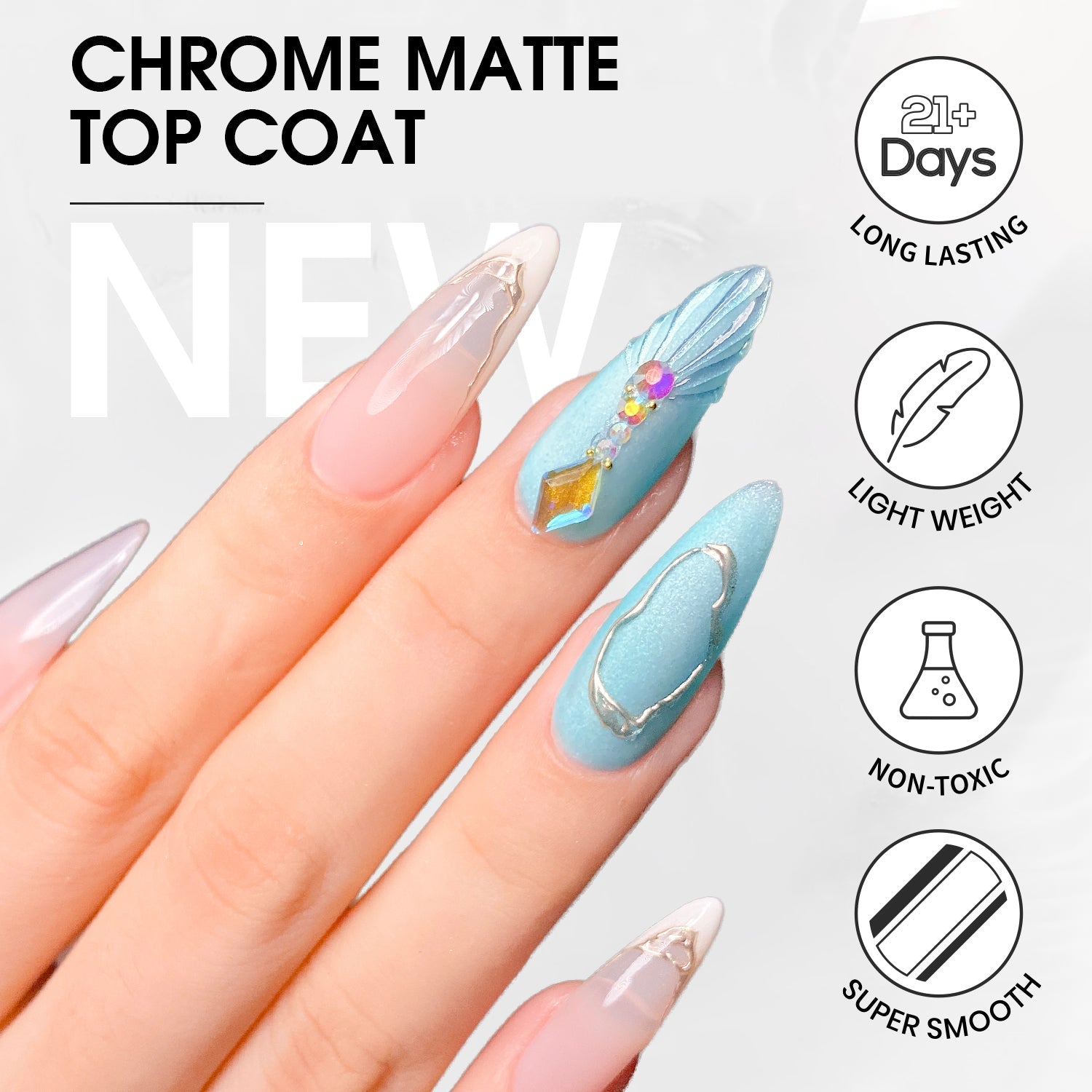 LAVIS Chrome Matte Top - 0.5 oz (New) - DTK Nail Supply