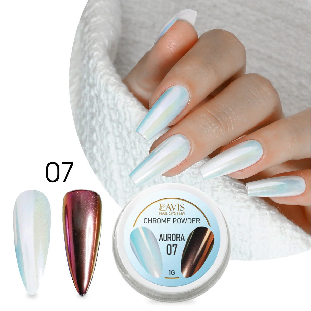 LAVIS Chrome Powder AURORA 07 - 1gr (PCS) - DTK Nail Supply