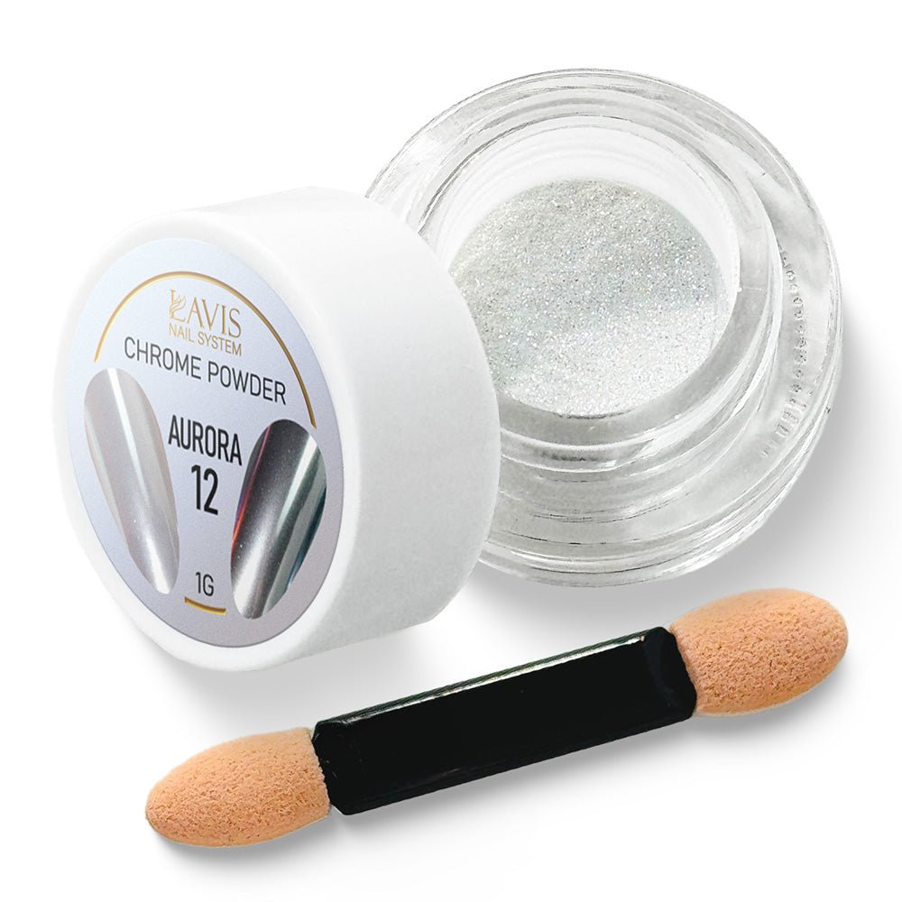 LAVIS Chrome Powder AURORA 12 - 1gr (PCS) - DTK Nail Supply