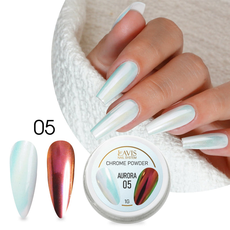 LAVIS Chrome Powder AURORA - 1gr (PCS) - DTK Nail Supply