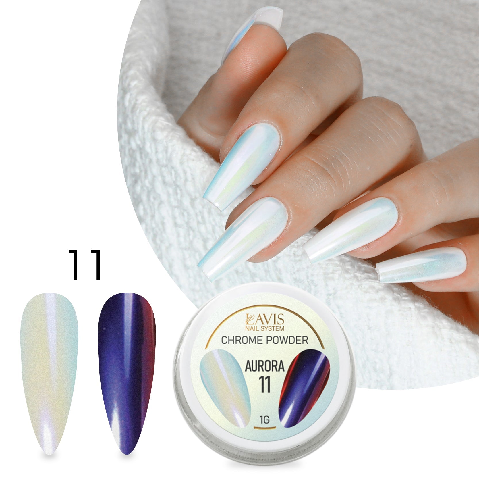 LAVIS Chrome Powder AURORA - 1gr (PCS) - DTK Nail Supply