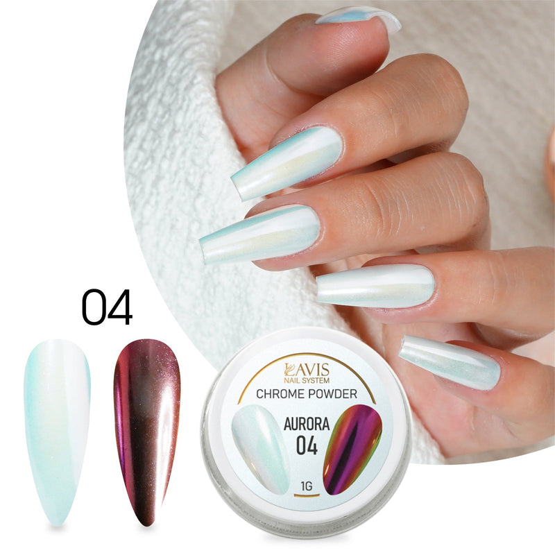 LAVIS Chrome Powder AURORA - 1gr (PCS) - DTK Nail Supply